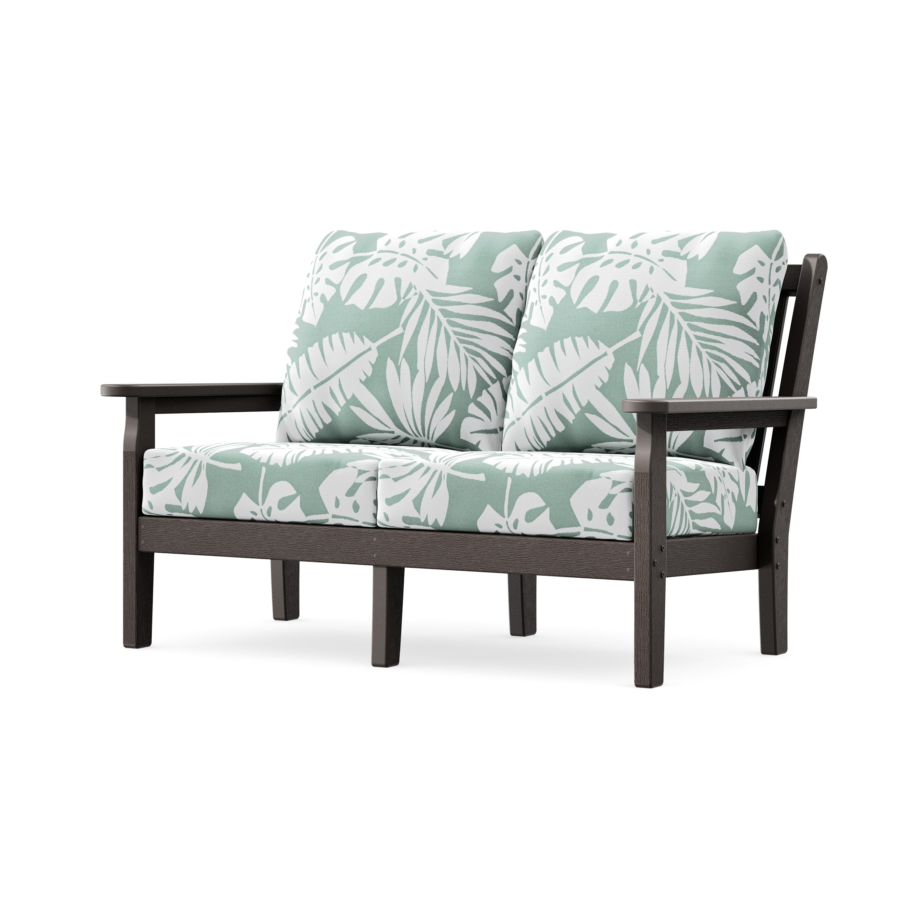 Chippendale Deep Seating Loveseat in Vintage Coffee / Leaf Glacier Spa