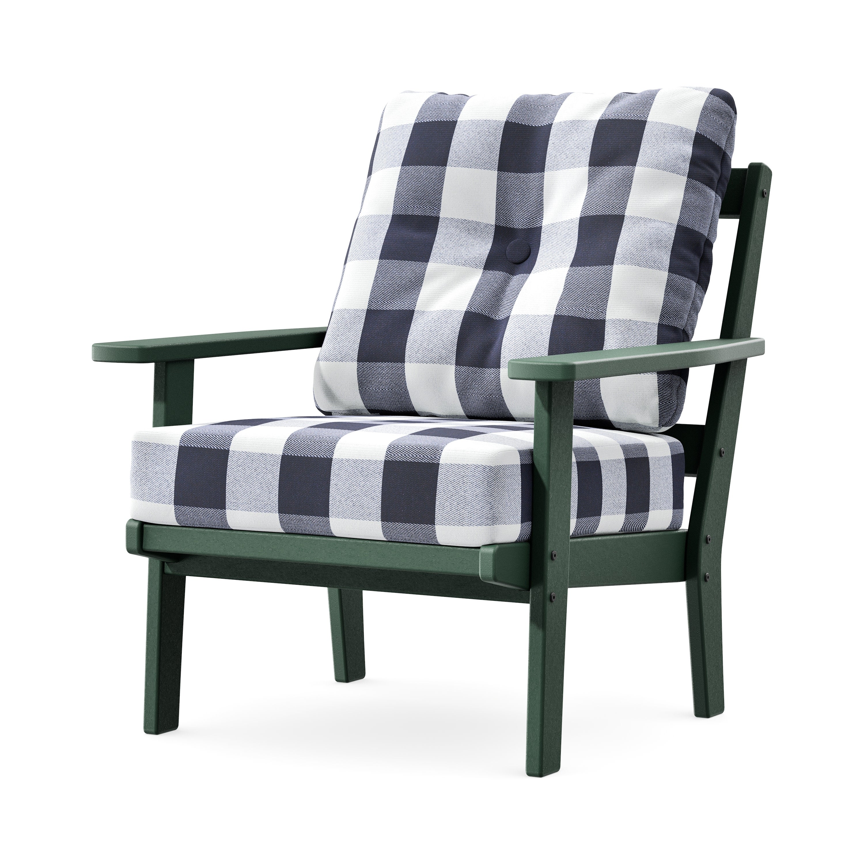 Prairie Deep Seating Chair in Green / Buffalo Plaid Navy
