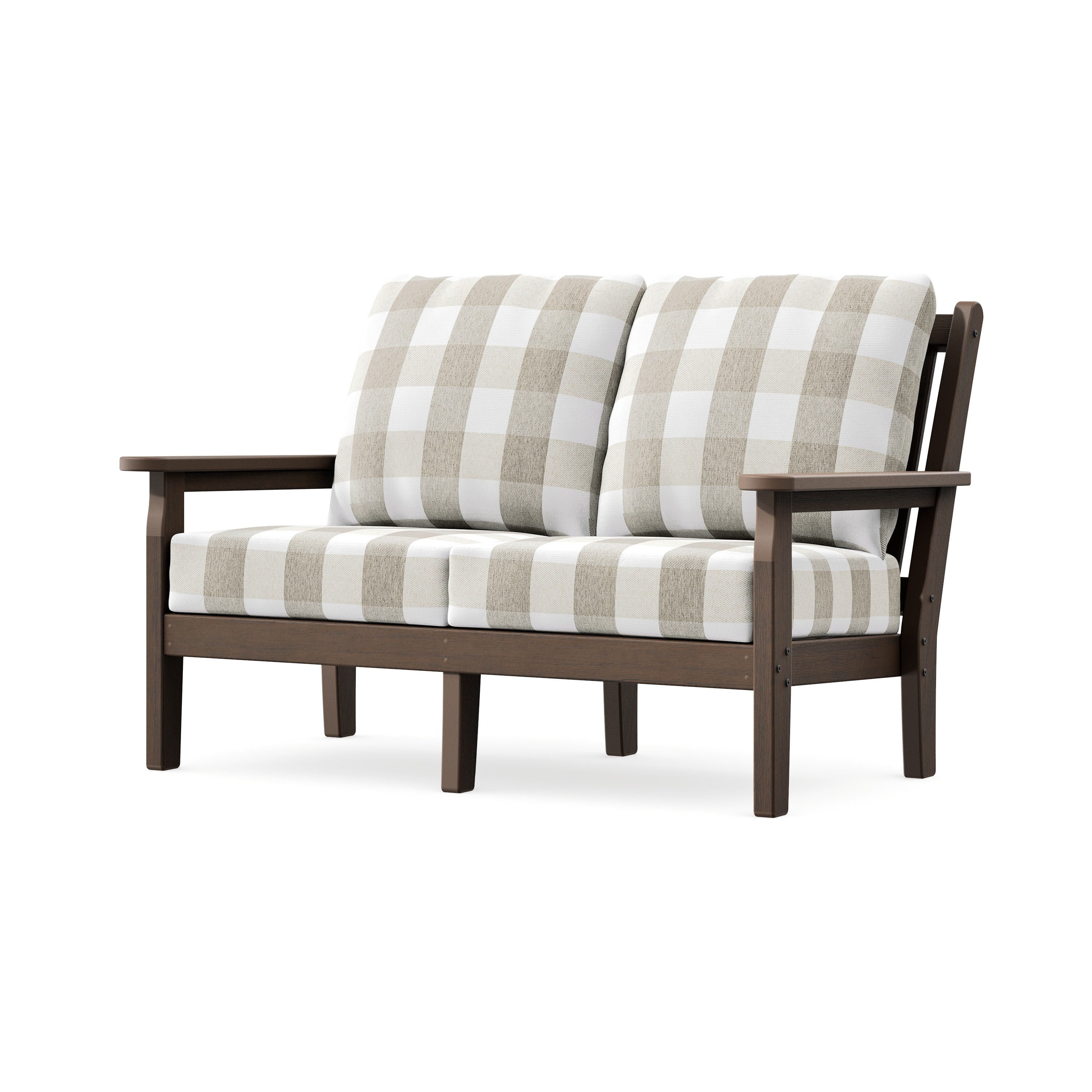 Chippendale Deep Seating Loveseat in Kona / Buffalo Plaid Dune Burlap