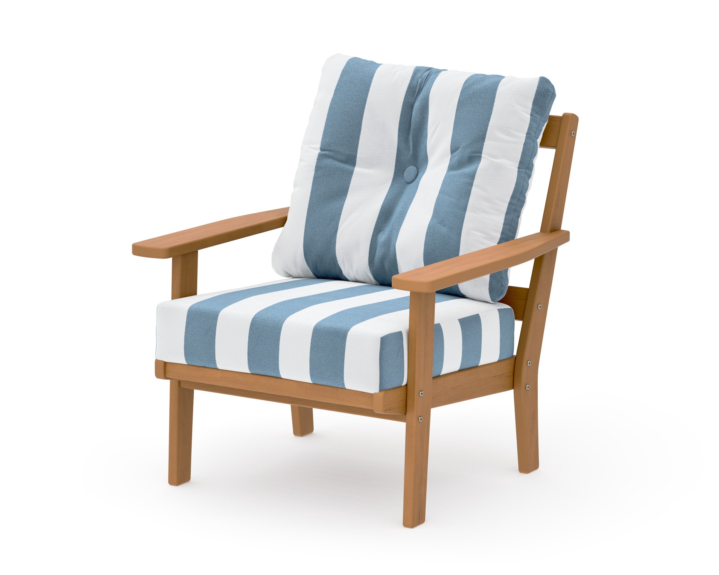 Oxford Deep Seating Chair in Natural / Cabana Stripe Sky Blue