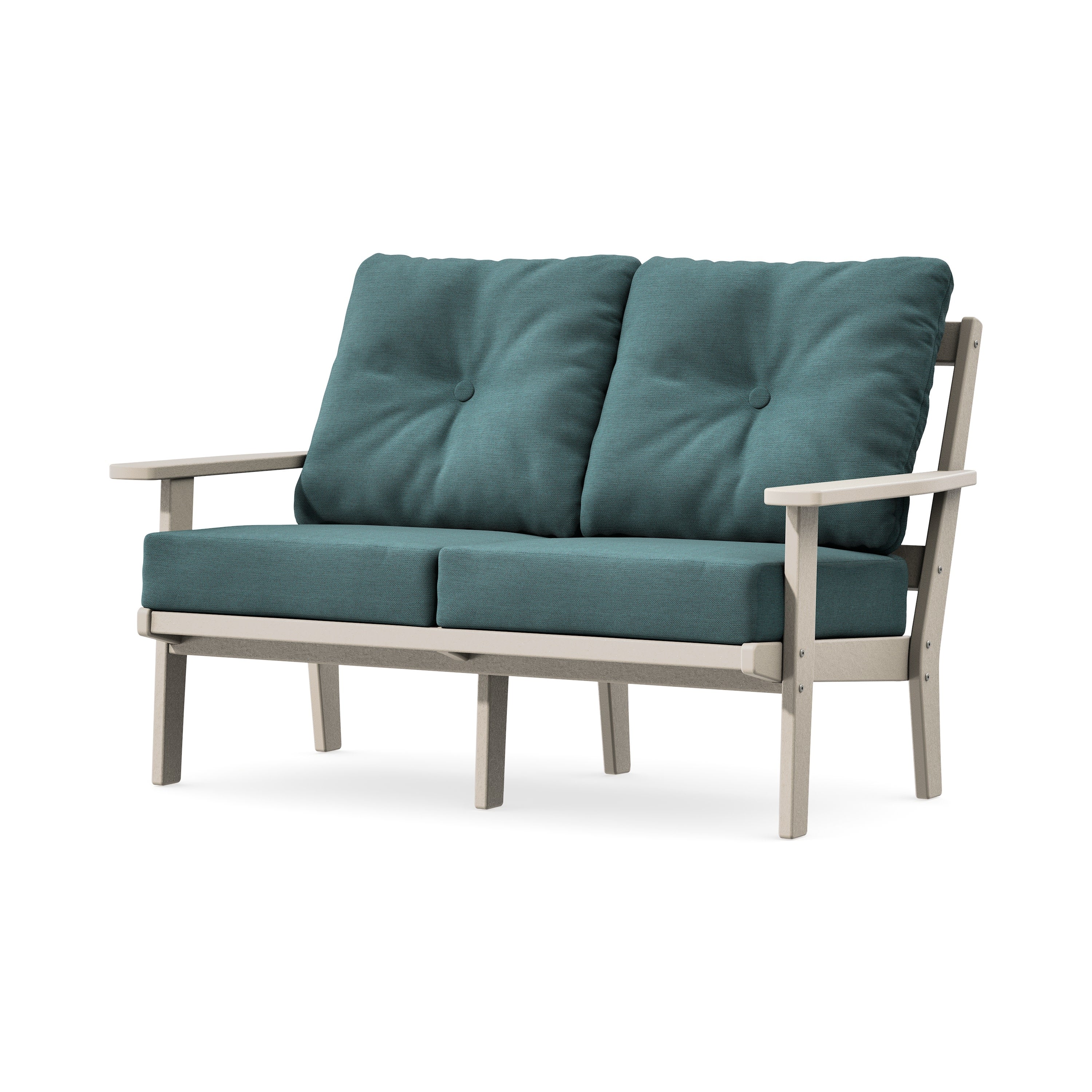 Oxford Deep SeatingLoveseat in Sand / Ocean Teal
