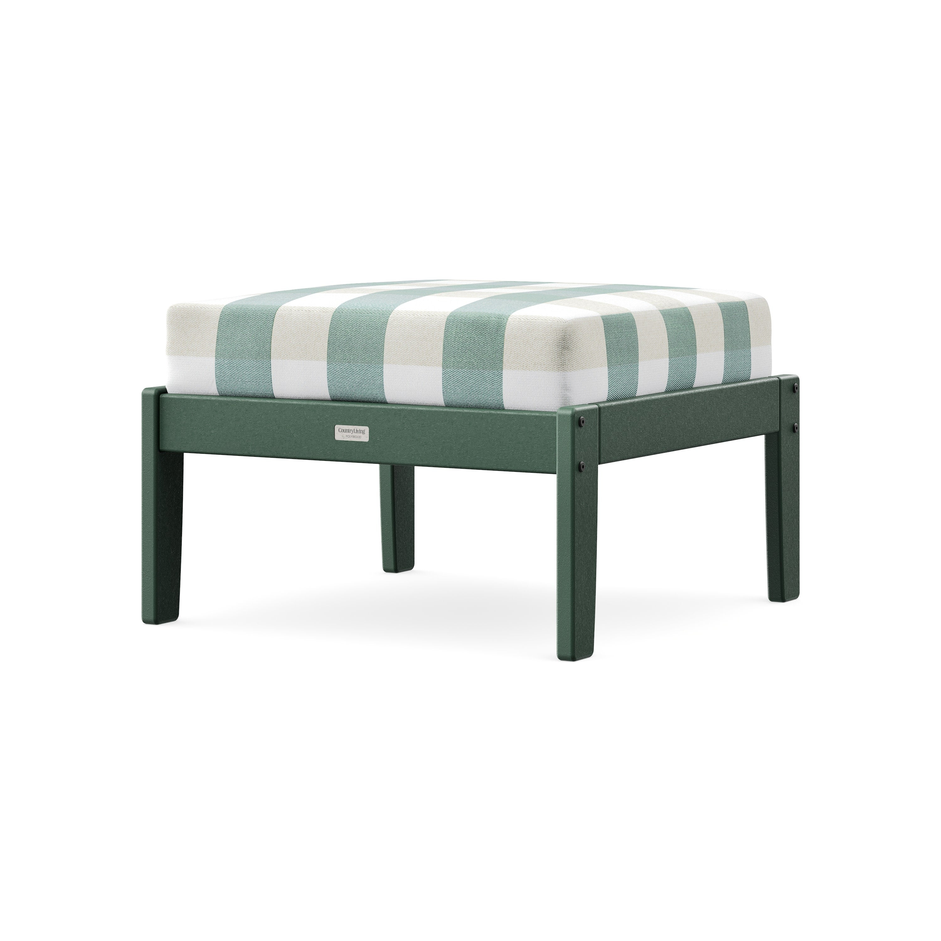 Cottage Deep Seating Ottoman in Green / Buffalo Plaid Glacier Spa
