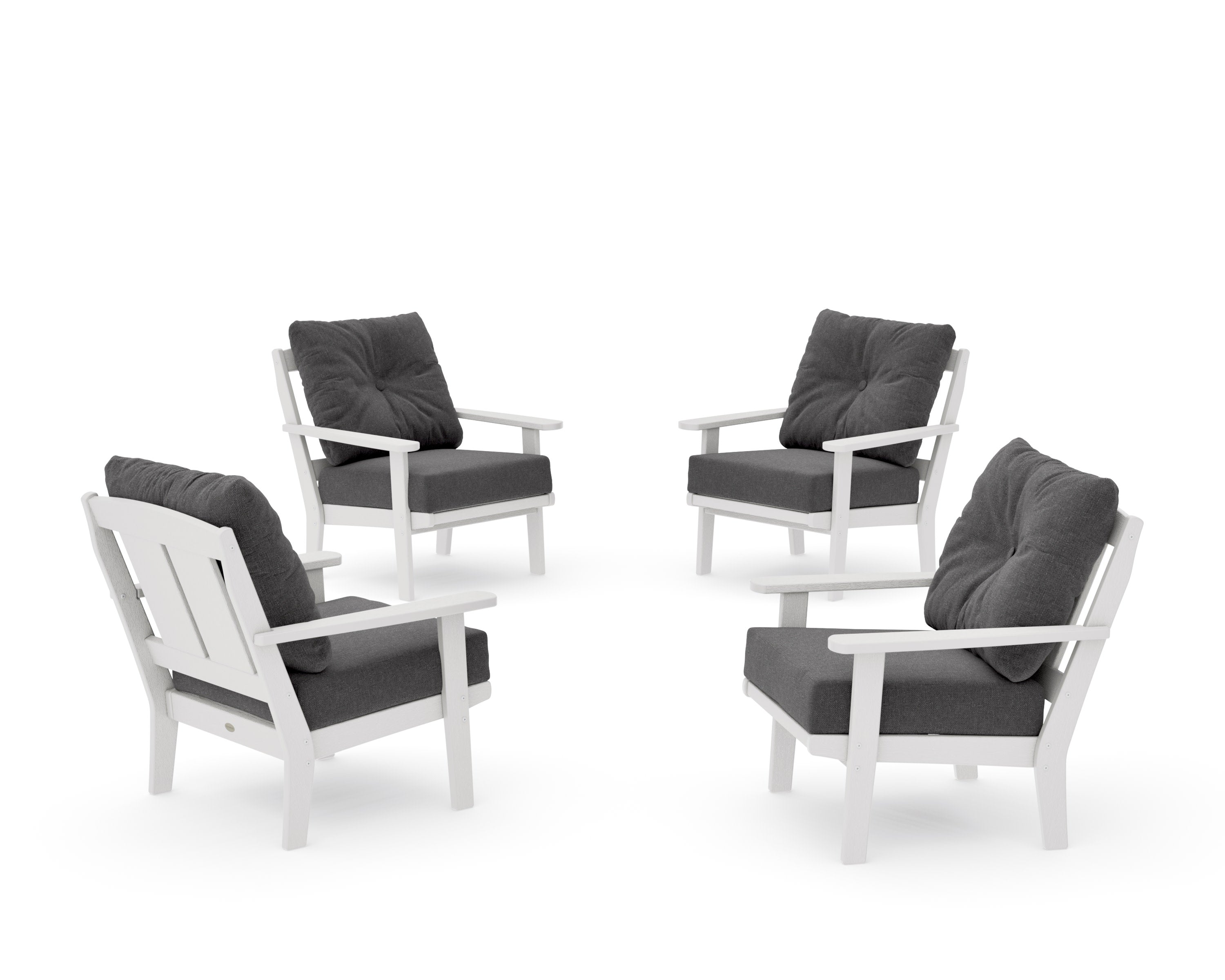 Mission 5-Piece Deep Seating Set with Fire Pit Table in Vintage White / Ash Charcoal