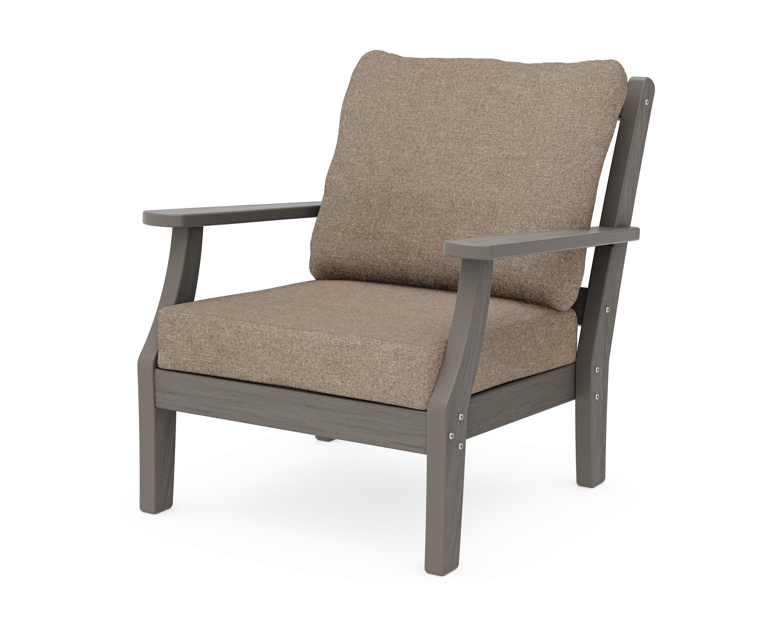 Chinoiserie Deep Seating Chair in Driftwood / Spiced Burlap