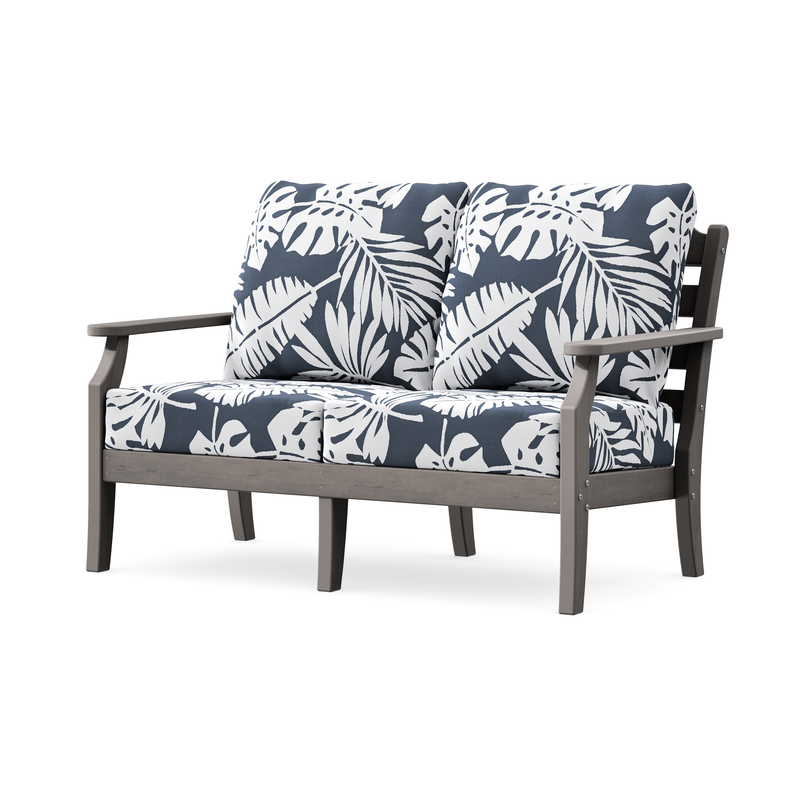 Savannah Deep Seating Loveseat in Driftwood / Leaf Marine Indigo