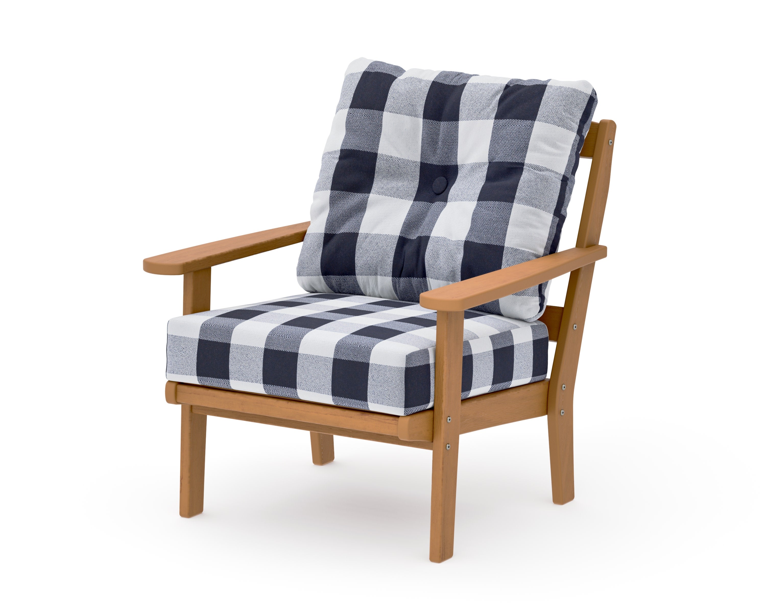 Mission Deep Seating Chair in Natural / Buffalo Plaid Navy