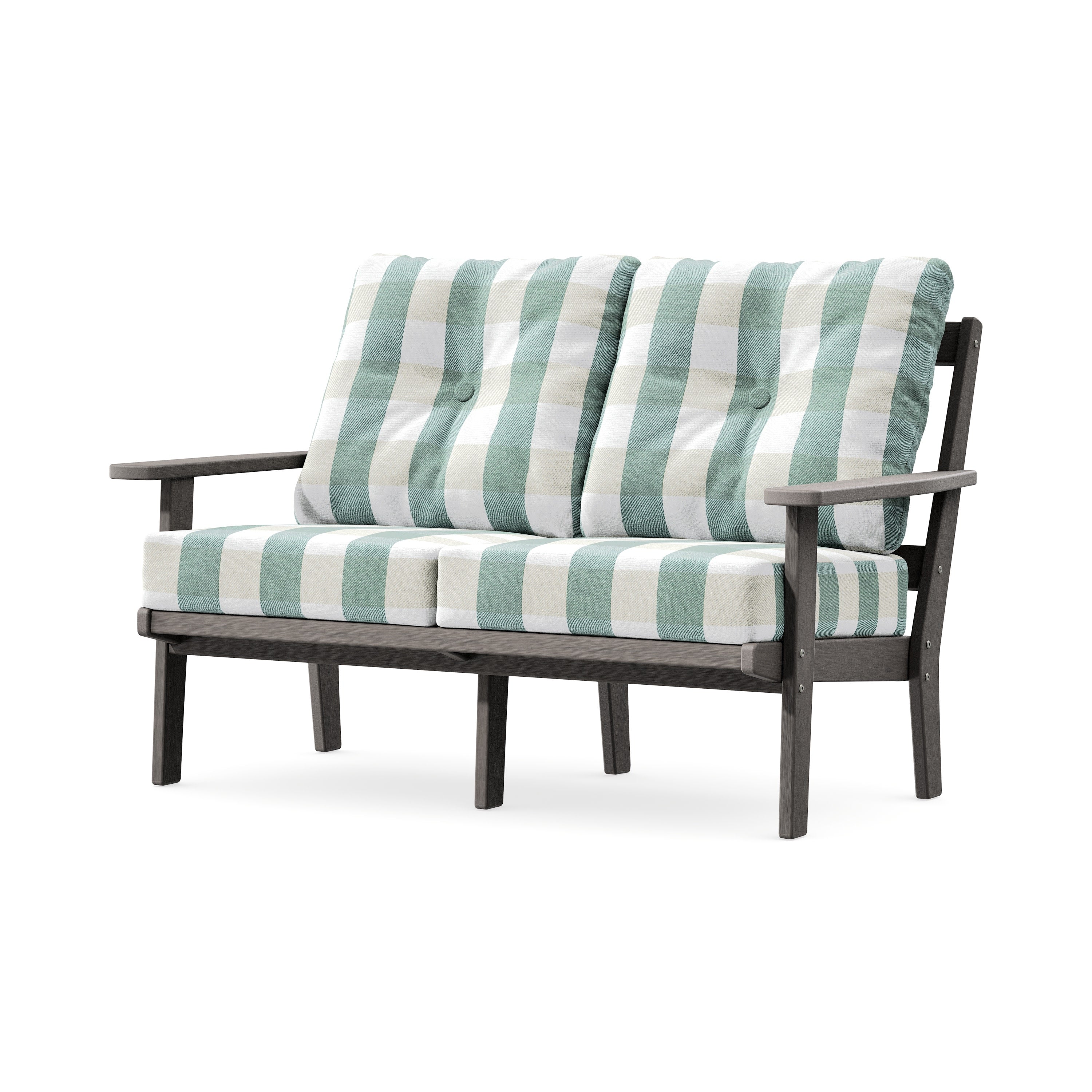Prairie Deep SeatingLoveseat in Driftwood / Buffalo Plaid Glacier Spa