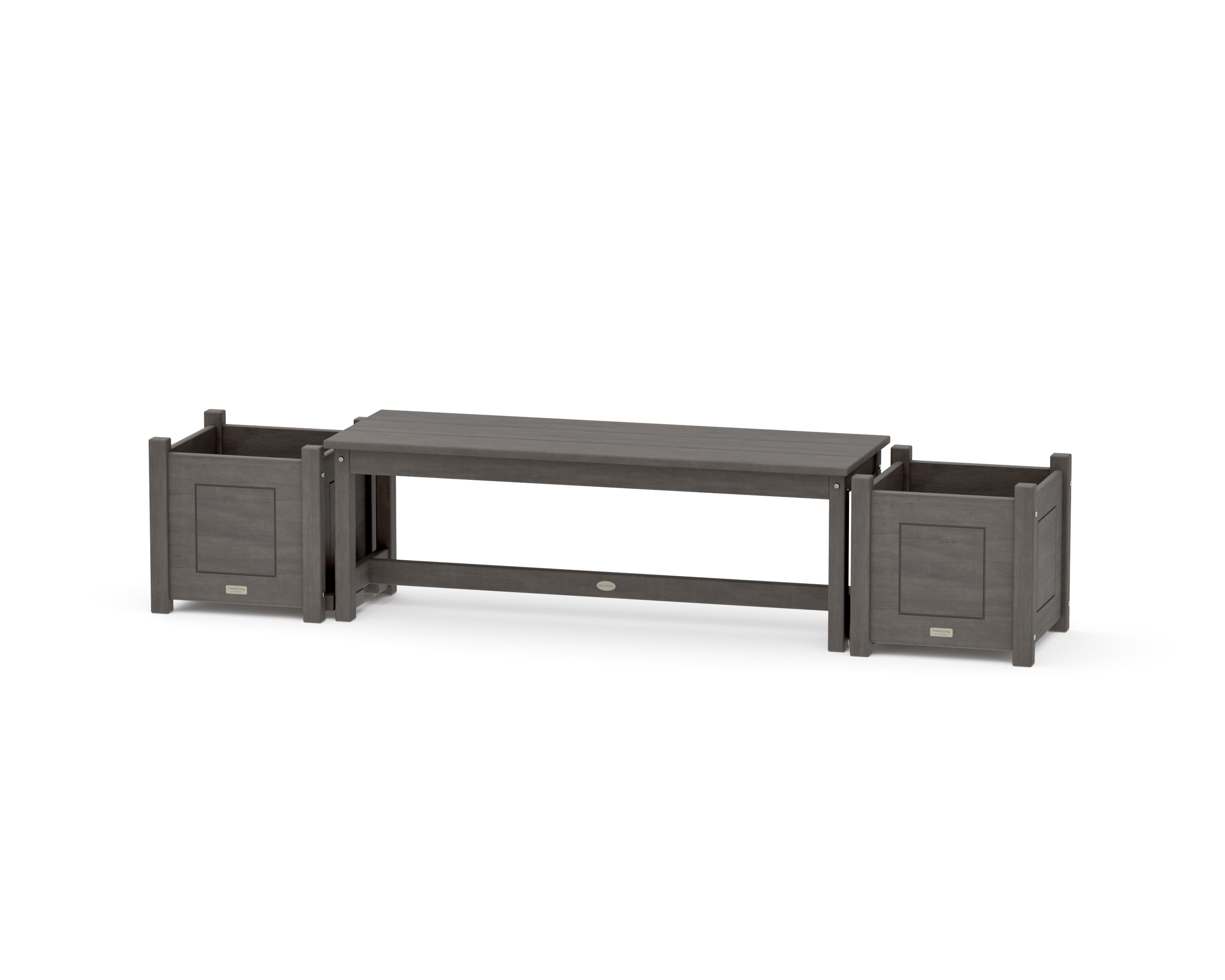 48" Country Living Straight Planter Bench Set in Driftwood