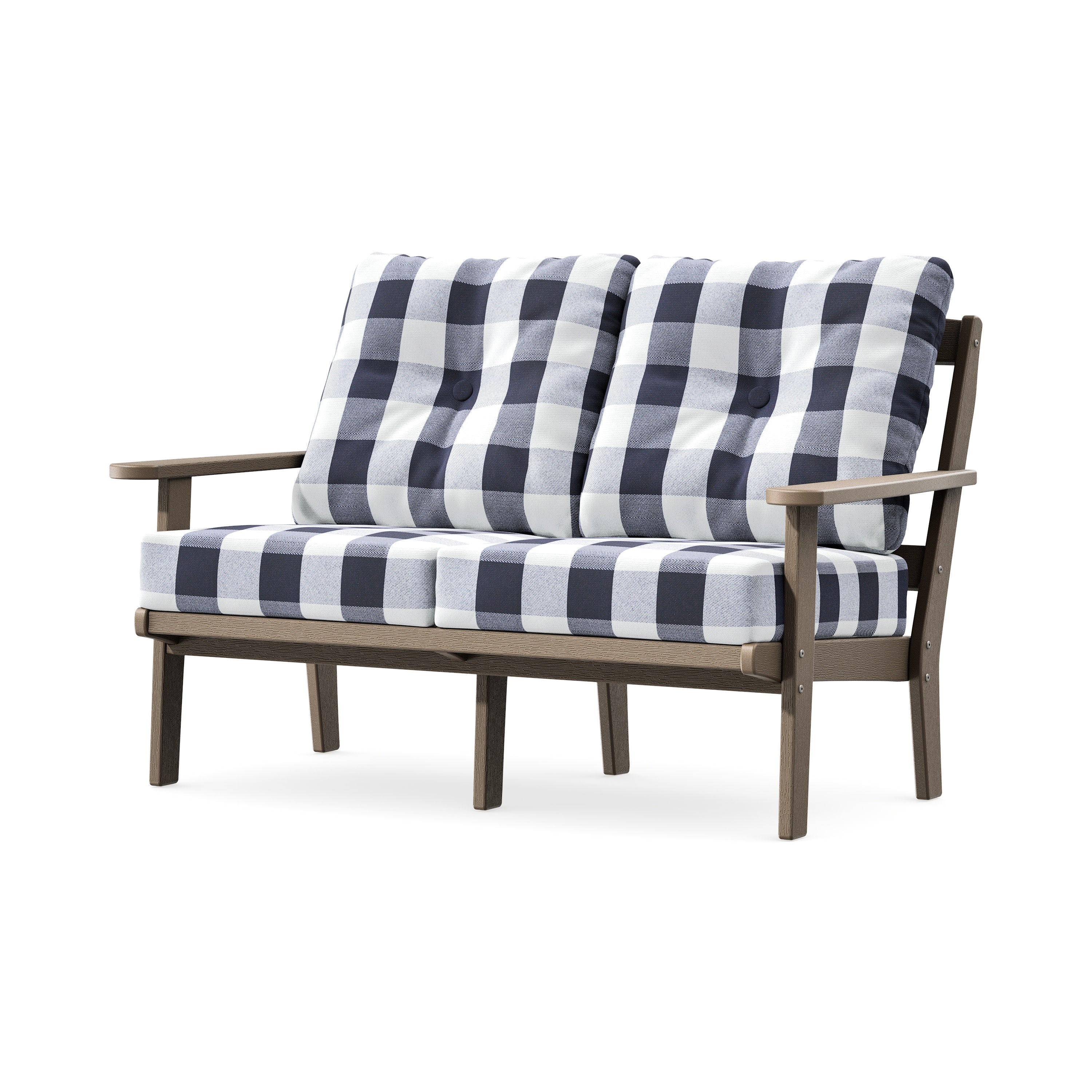 Mission Deep SeatingLoveseat in Vintage Sahara / Buffalo Plaid Navy