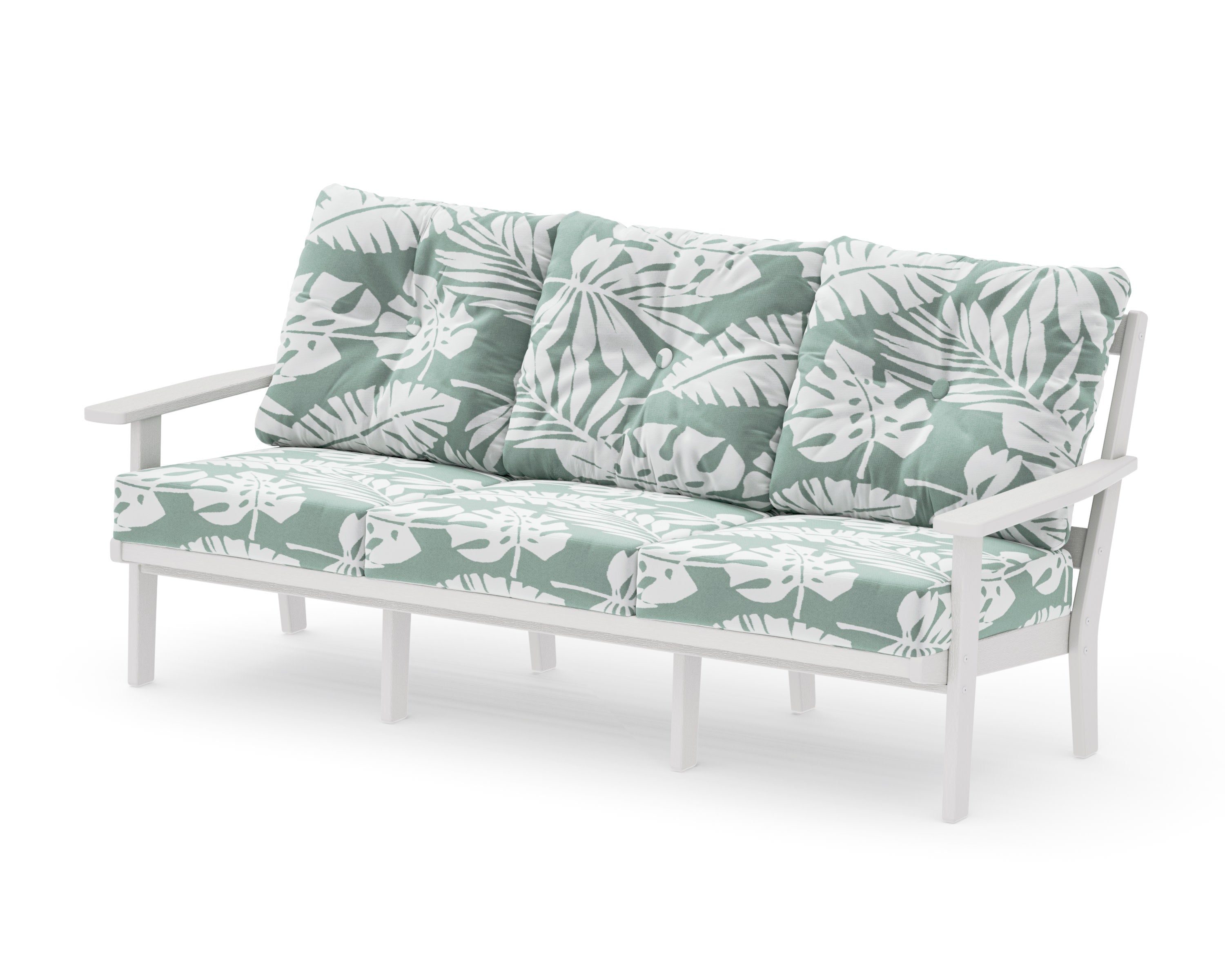 Oxford Deep Seating Sofa in Vintage White / Leaf Glacier Spa
