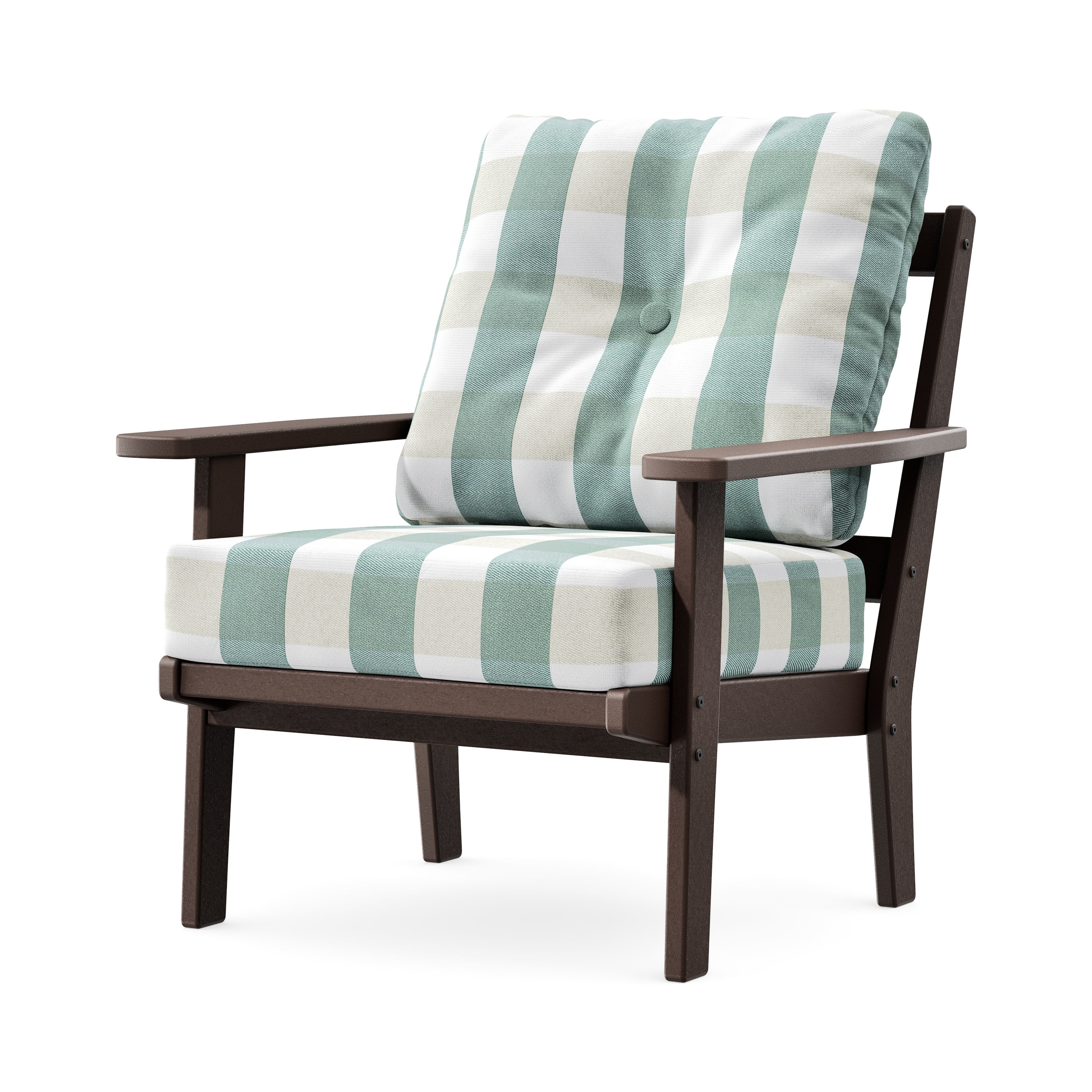 Prairie Deep Seating Chair in Mahogany / Buffalo Plaid Glacier Spa