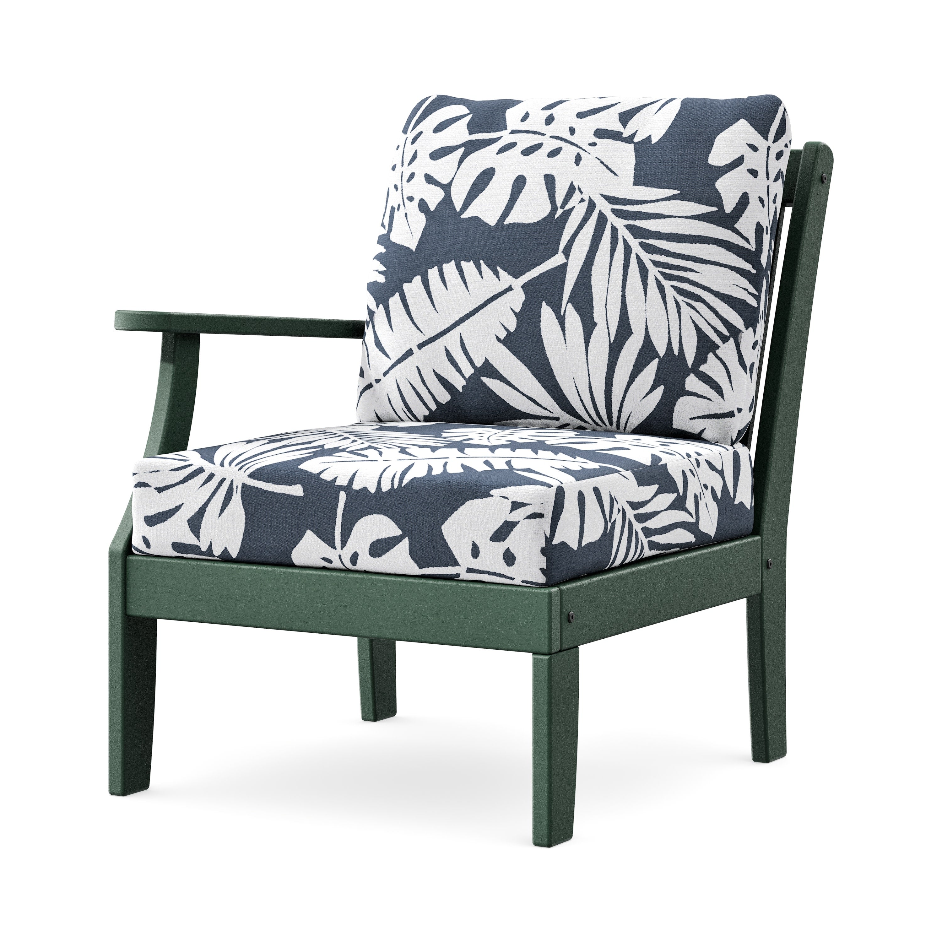 Braxton Modular Left Arm Chair in Green / Leaf Marine Indigo