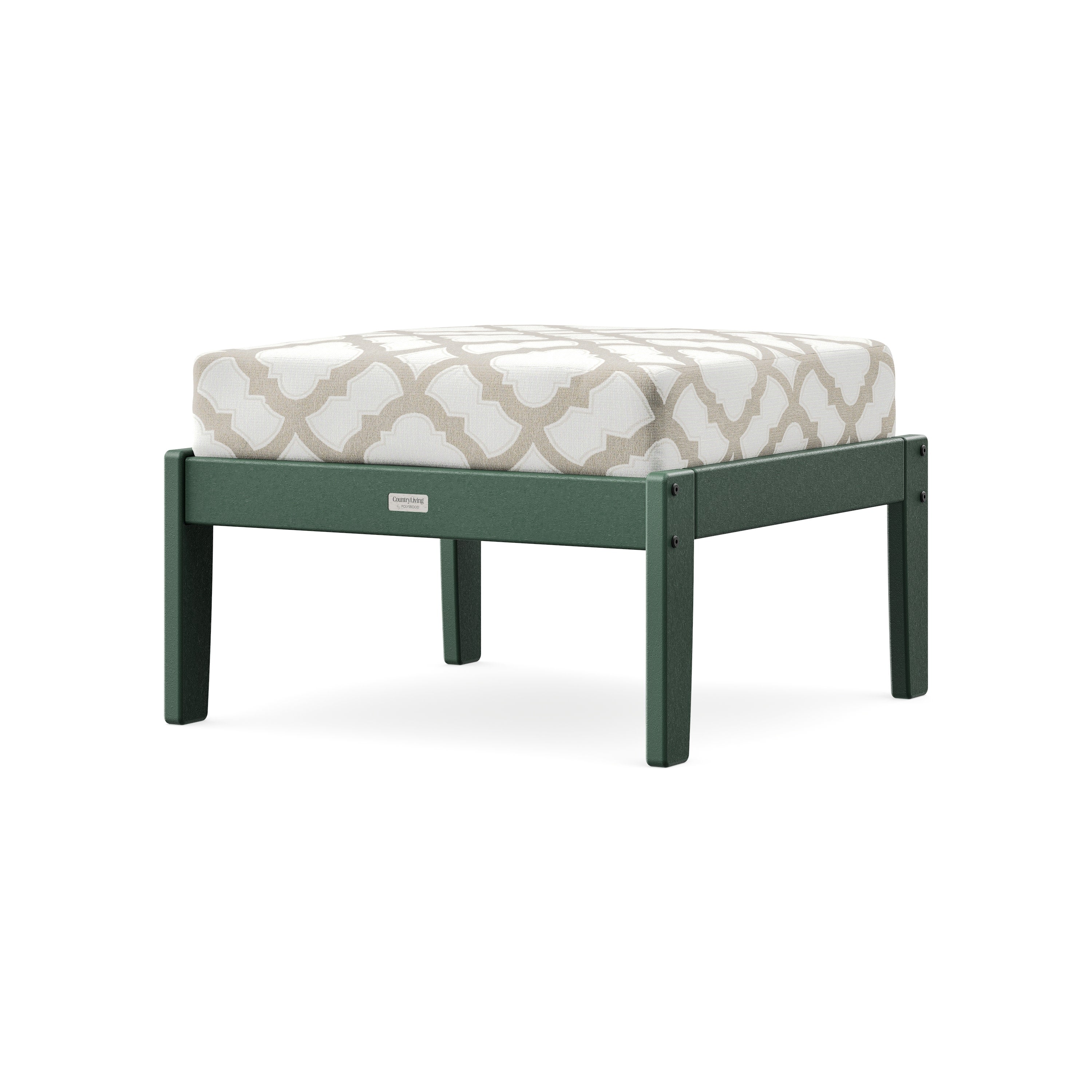 Cottage Deep Seating Ottoman in Green / Trellis Dune Burlap