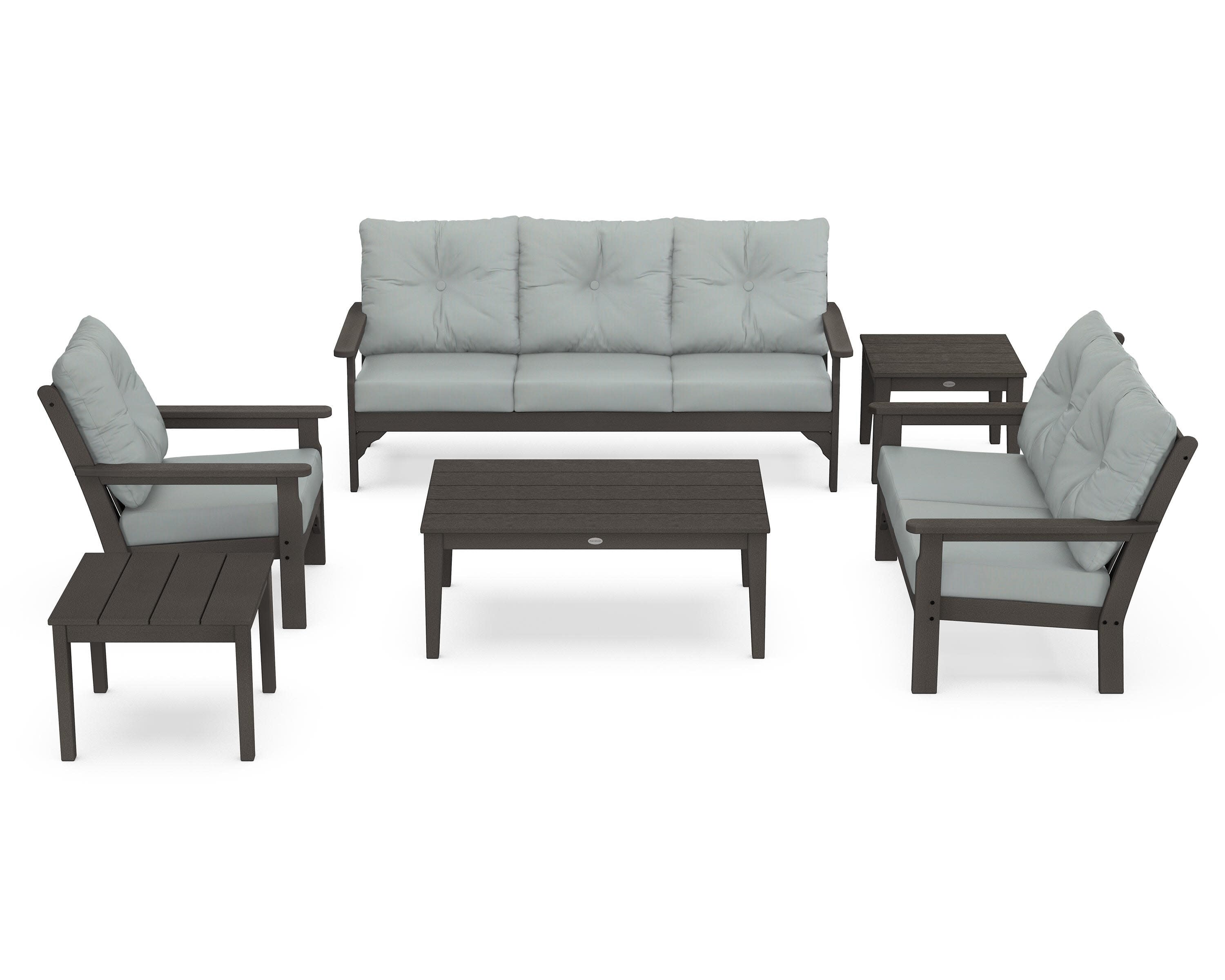 Vineyard 6-Piece Deep Seating Set in Vintage Coffee / Spa