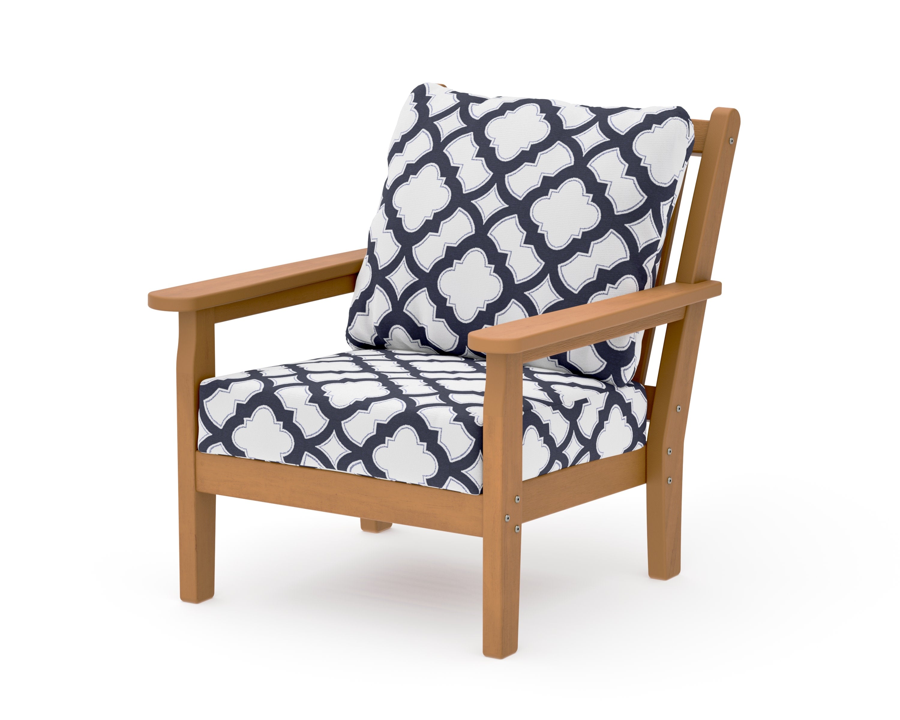 Chippendale Deep Seating Chair in Natural / Trellis Navy