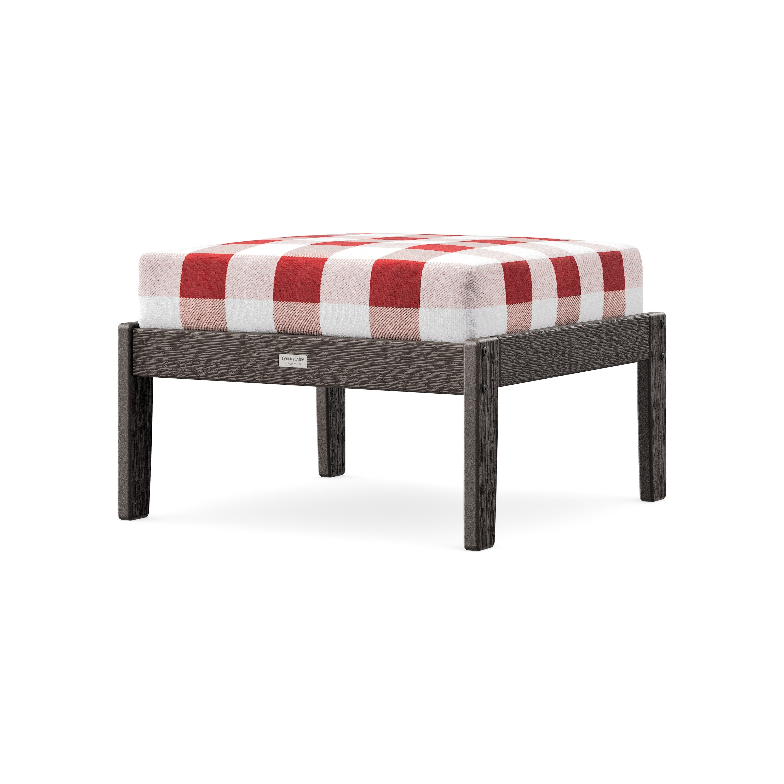 Cottage Deep Seating Ottoman in Vintage Coffee / Buffalo Plaid Crimson