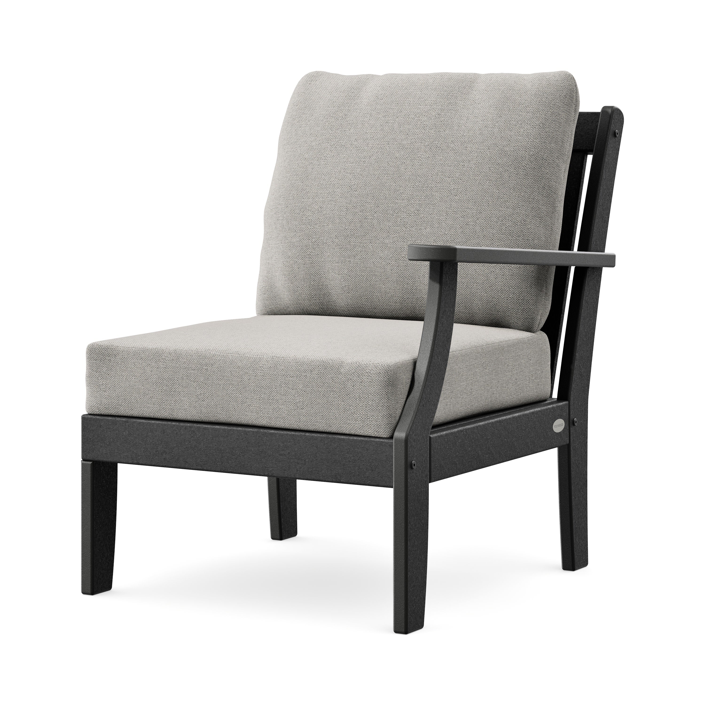 Braxton Modular Right Arm Chair in Black / Weathered Tweed