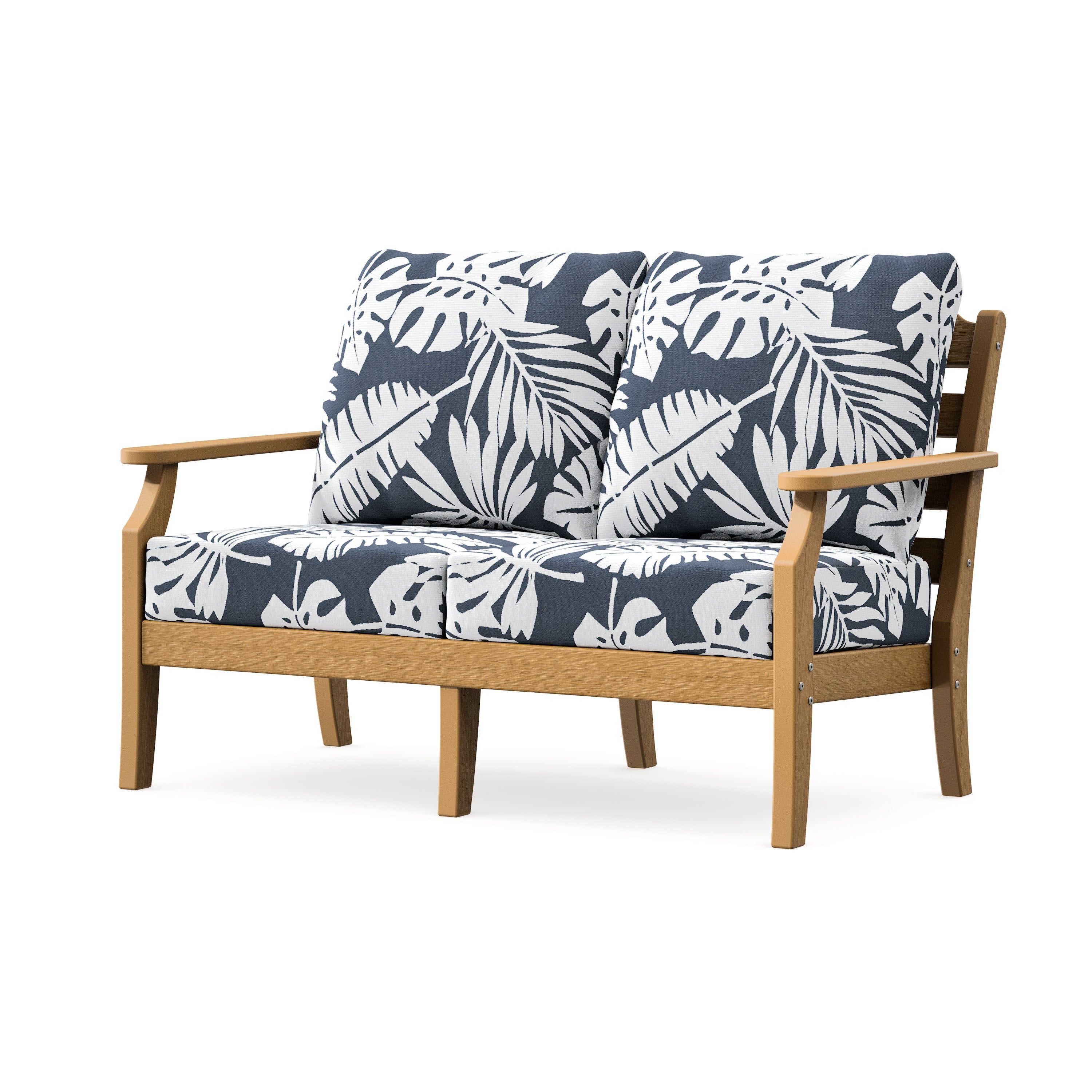 Savannah Deep Seating Loveseat in Natural / Leaf Marine Indigo