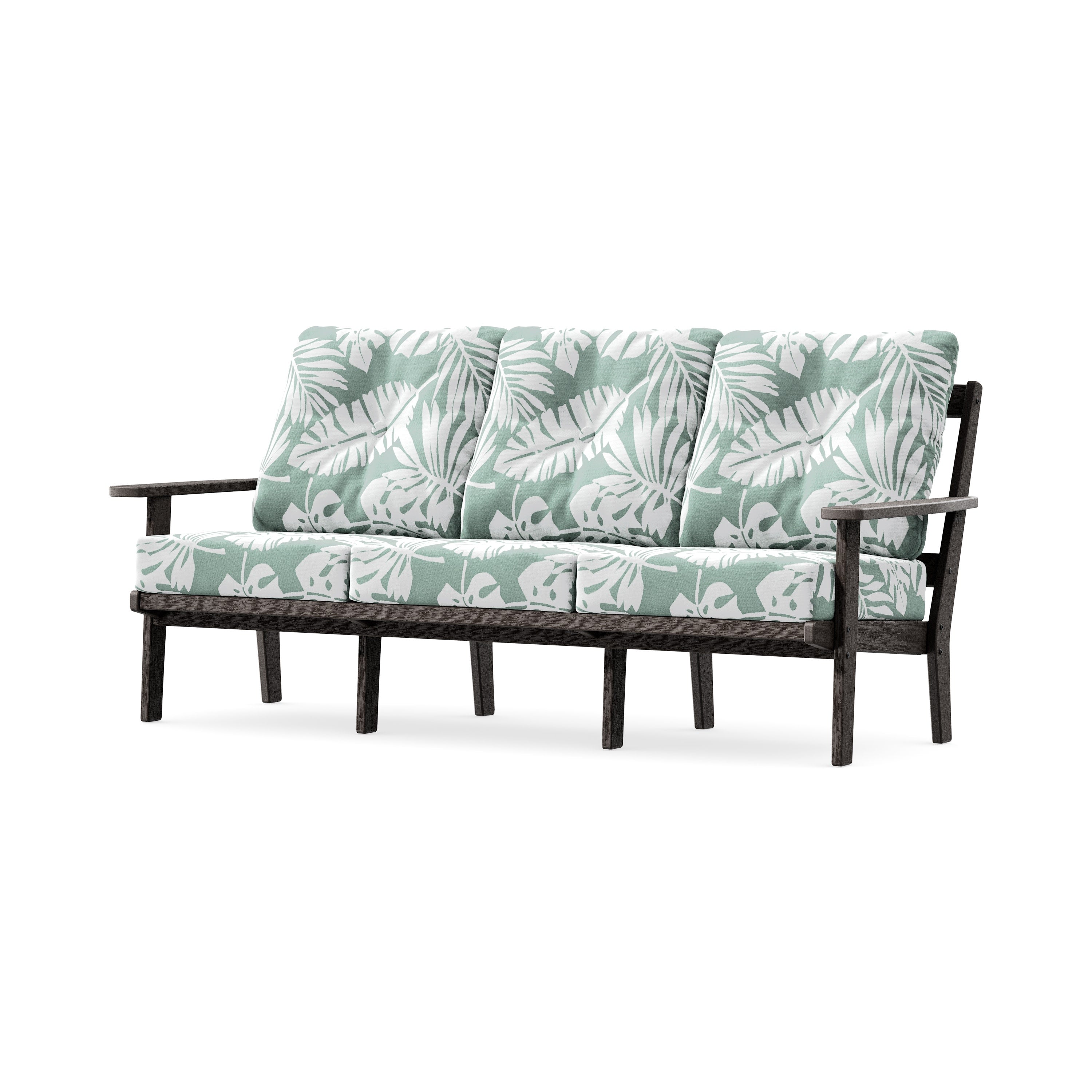 PrairieDeep Seating Sofa in Vintage Coffee / Leaf Glacier Spa
