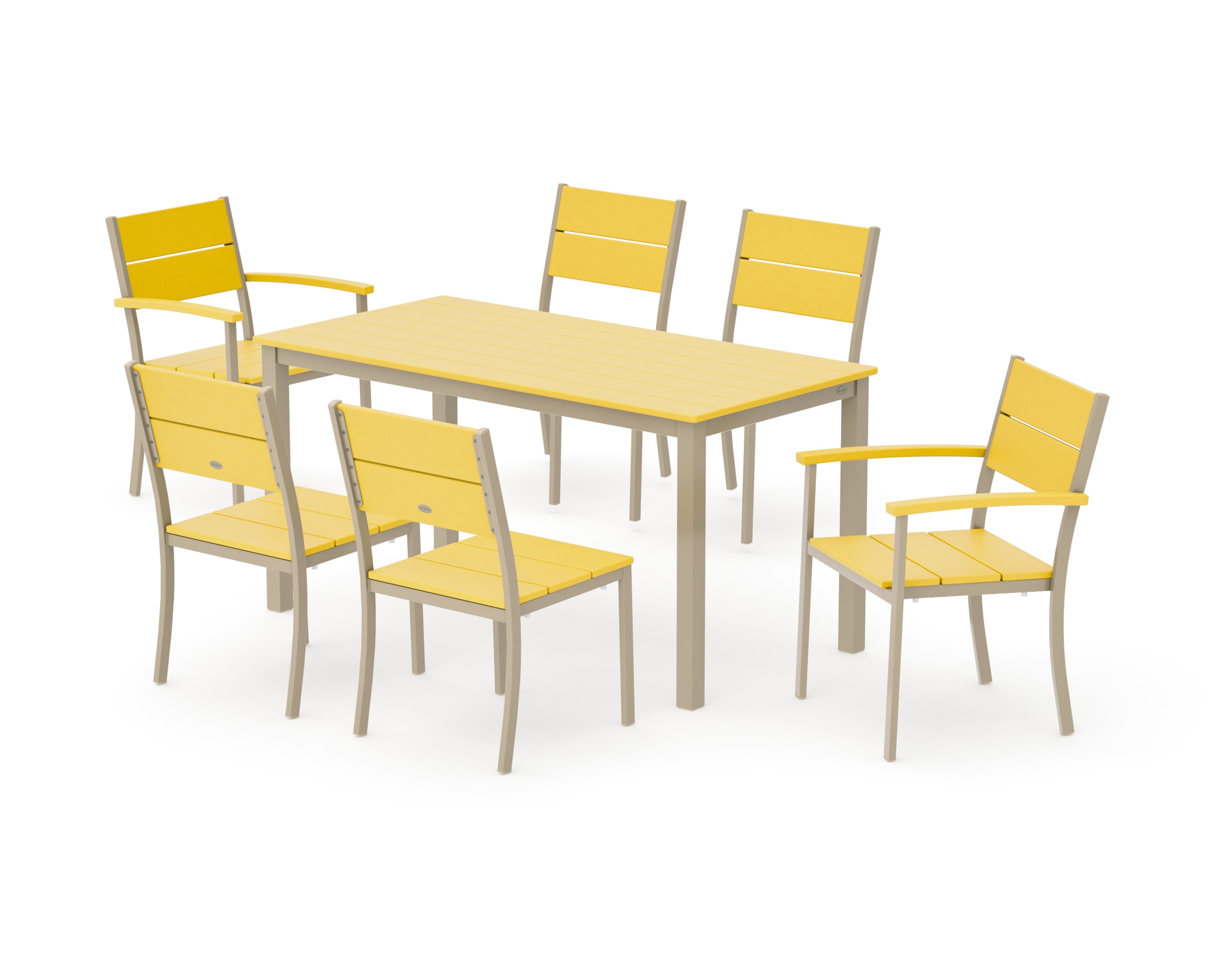 Main Street 7-Piece Dining Set in Sand / Lemon