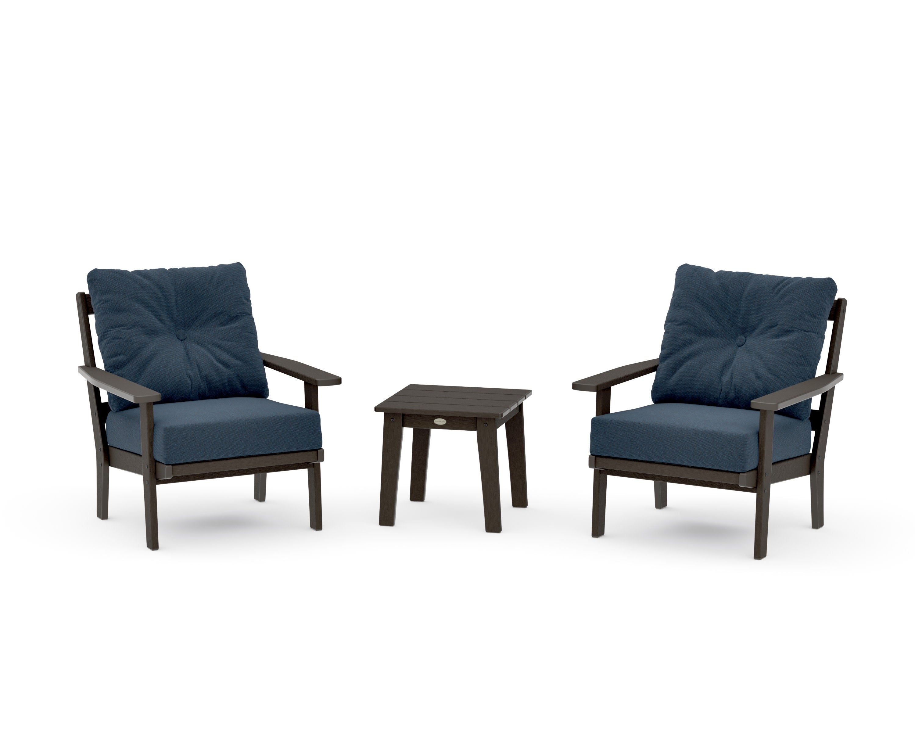 Prairie 3-Piece Deep Seating Set in Vintage Coffee / Marine Indigo