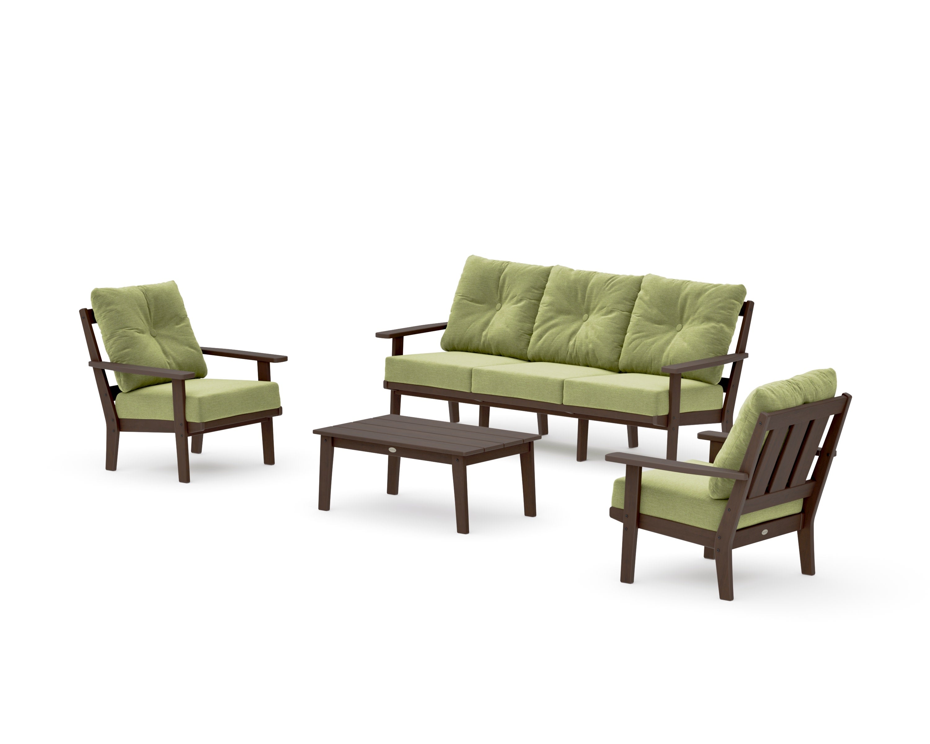 Oxford 4-Piece Deep Seating Set with Sofa in Kona / Chartreuse Boucle