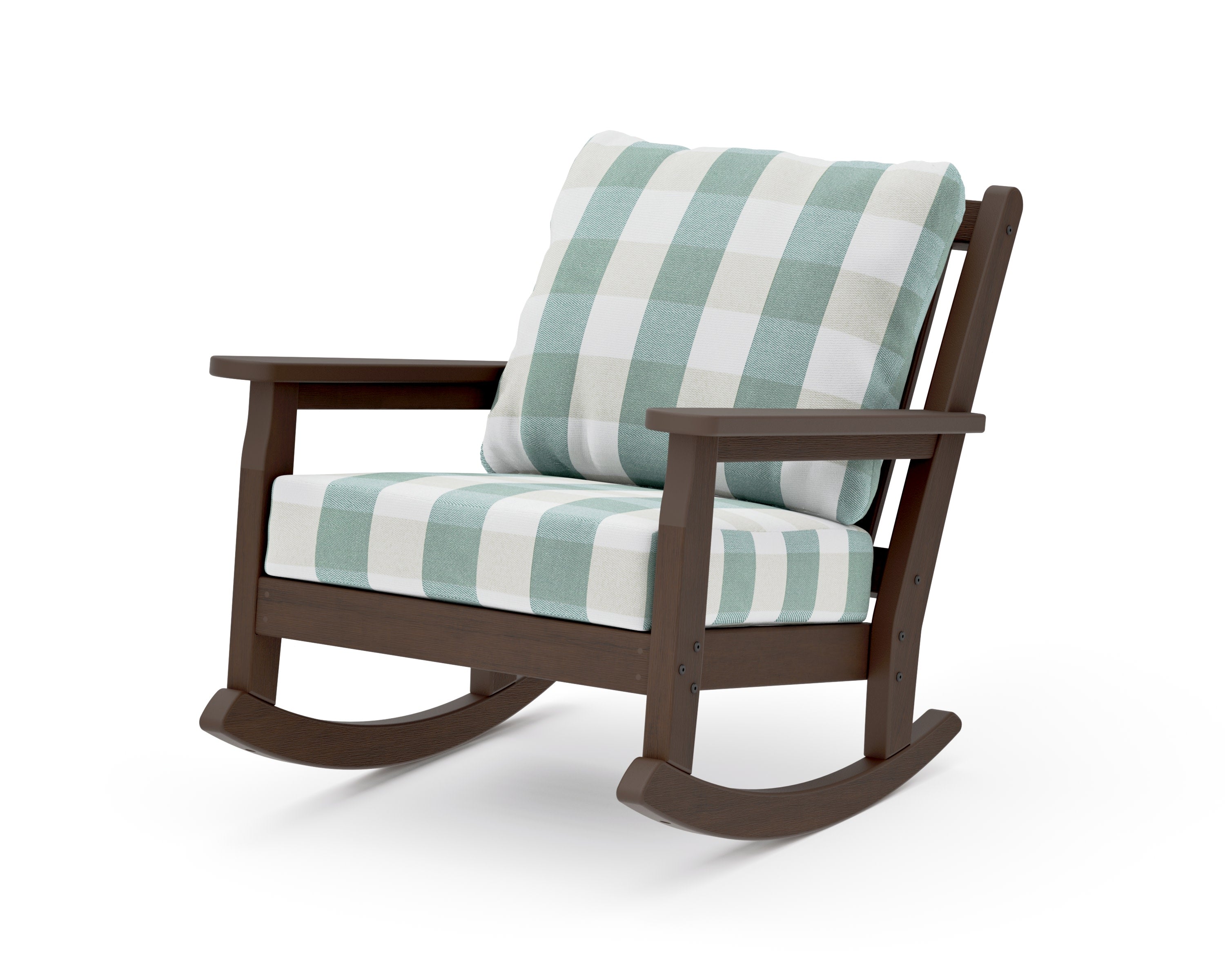 Chippendale Deep Seating Rocking Chair in Kona / Buffalo Plaid Glacier Spa
