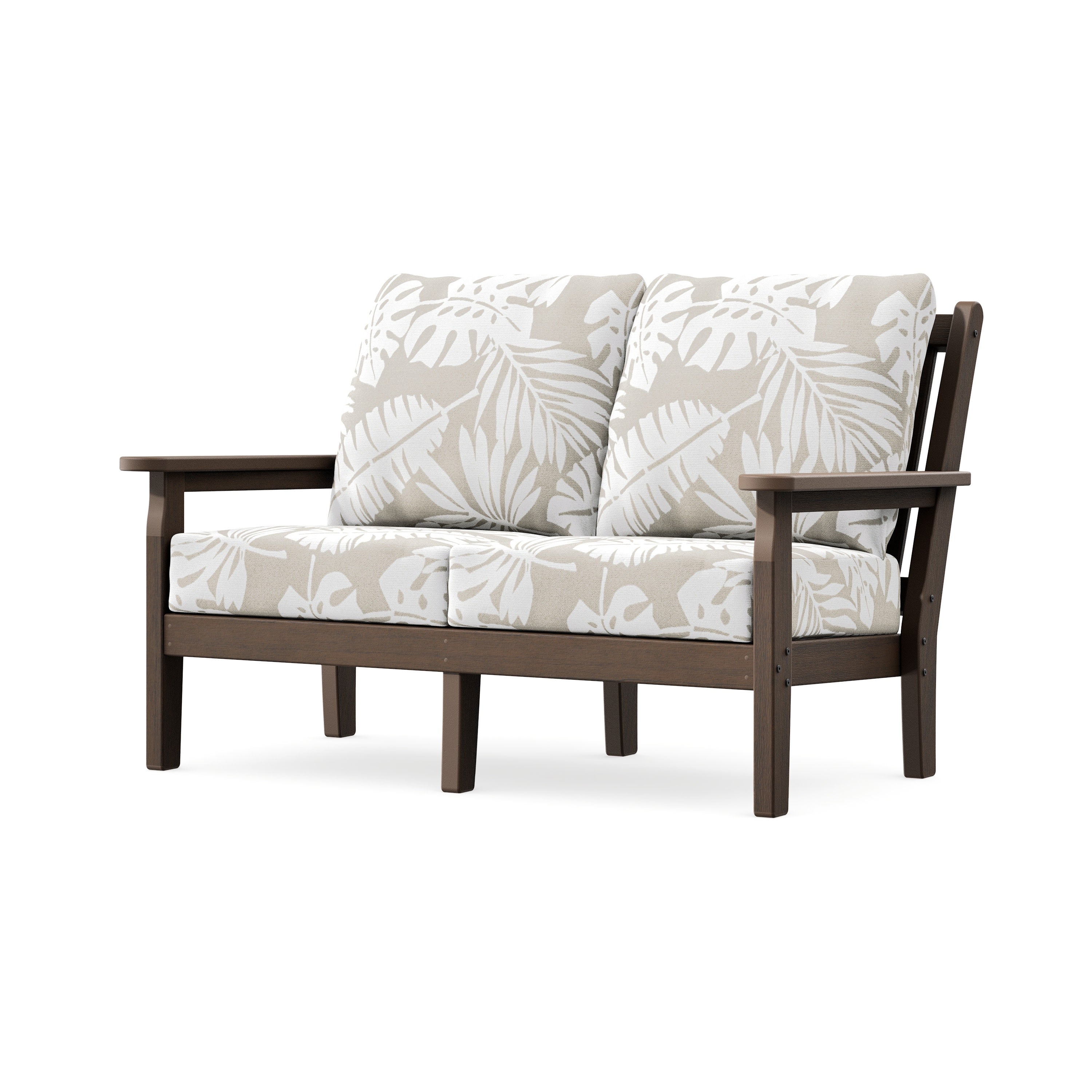 Chippendale Deep Seating Loveseat in Kona / Leaf Dune Burlap