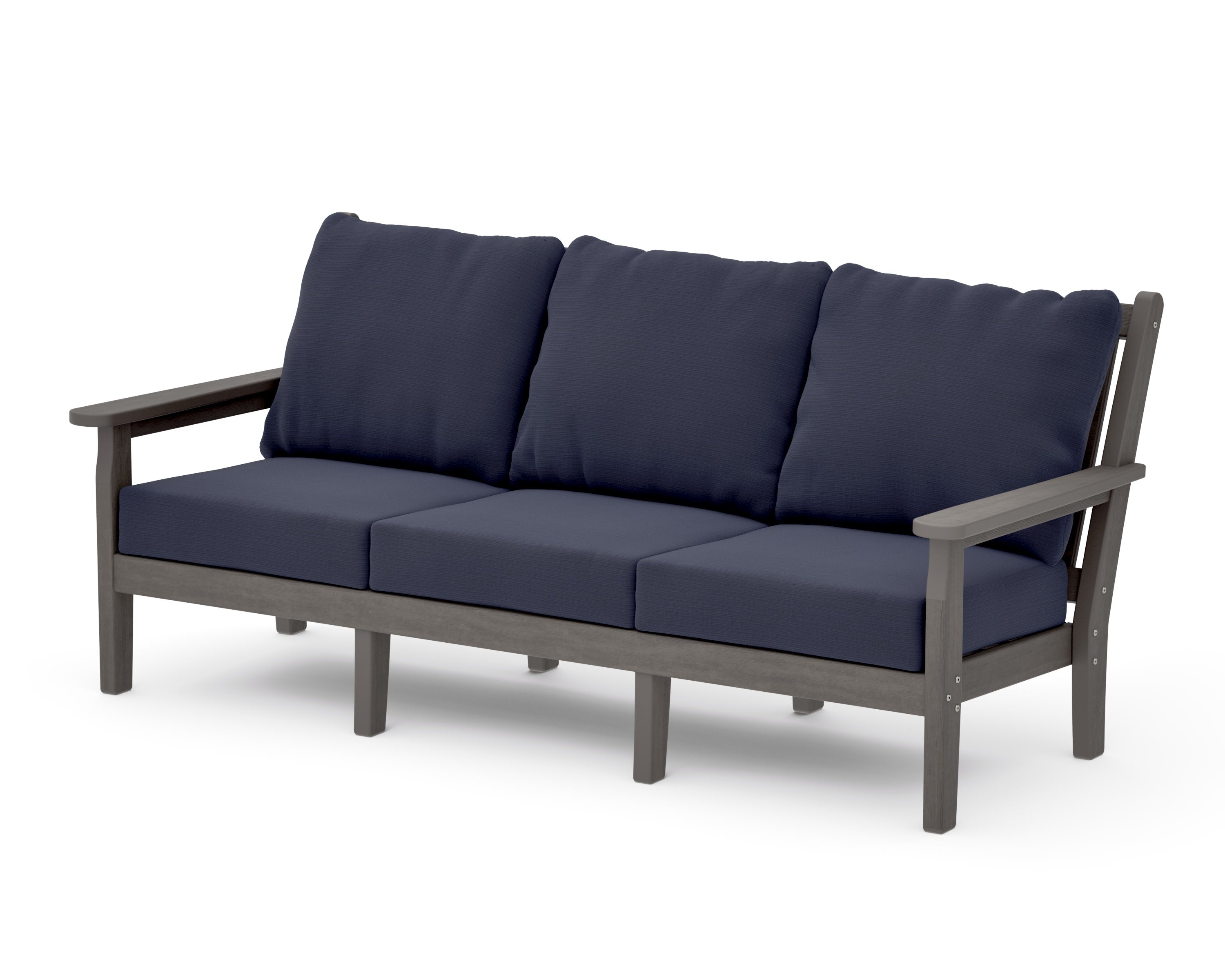 Chippendale Deep Seating Sofa in Driftwood / Navy Linen