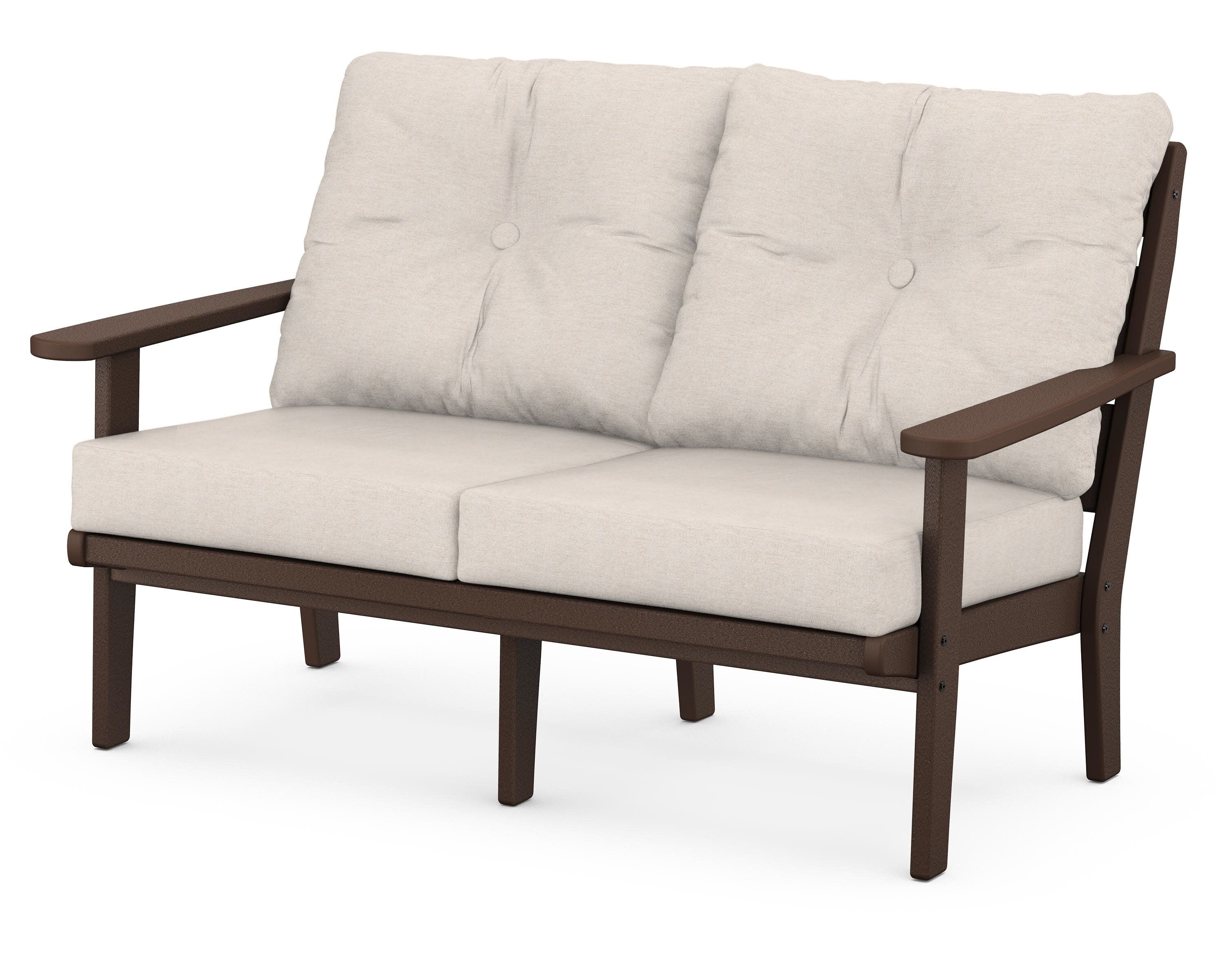 Lakeside Deep Seating Loveseat in Mahogany / Nuance Cloud