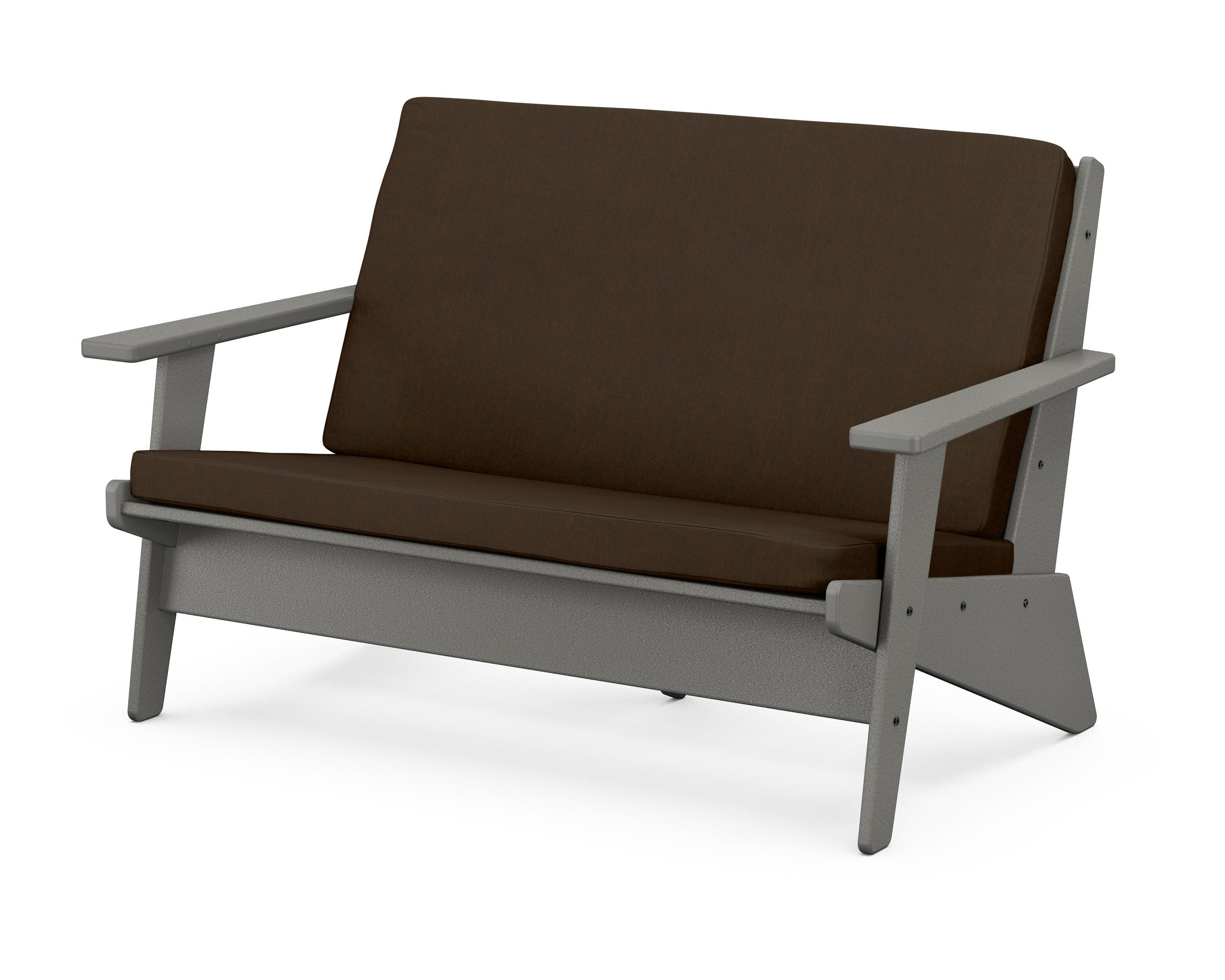 Riviera Modern Lounge Loveseat in Slate Grey / Canvas Java