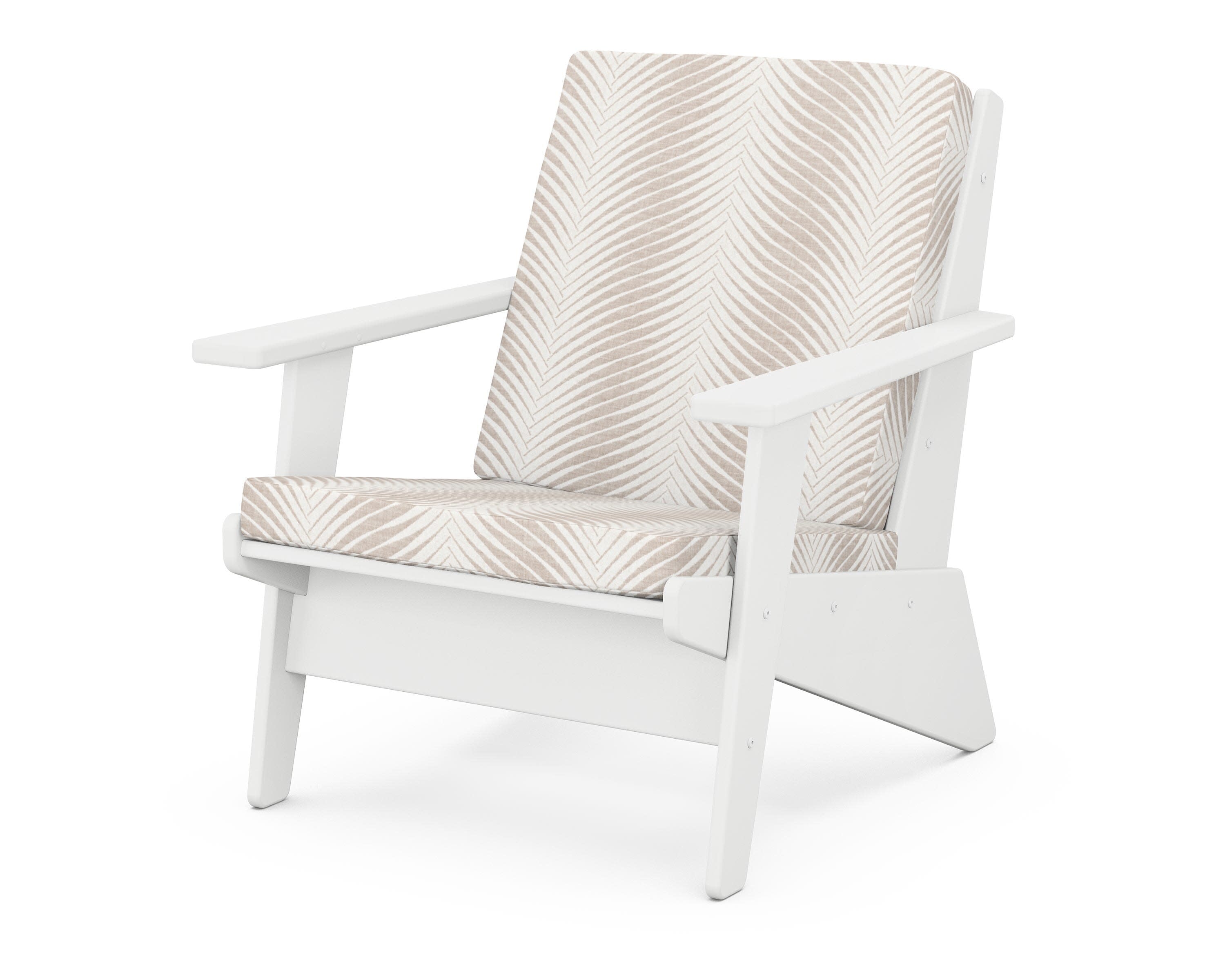 Riviera Modern Lounge Chair in White / Clock Out Cloud
