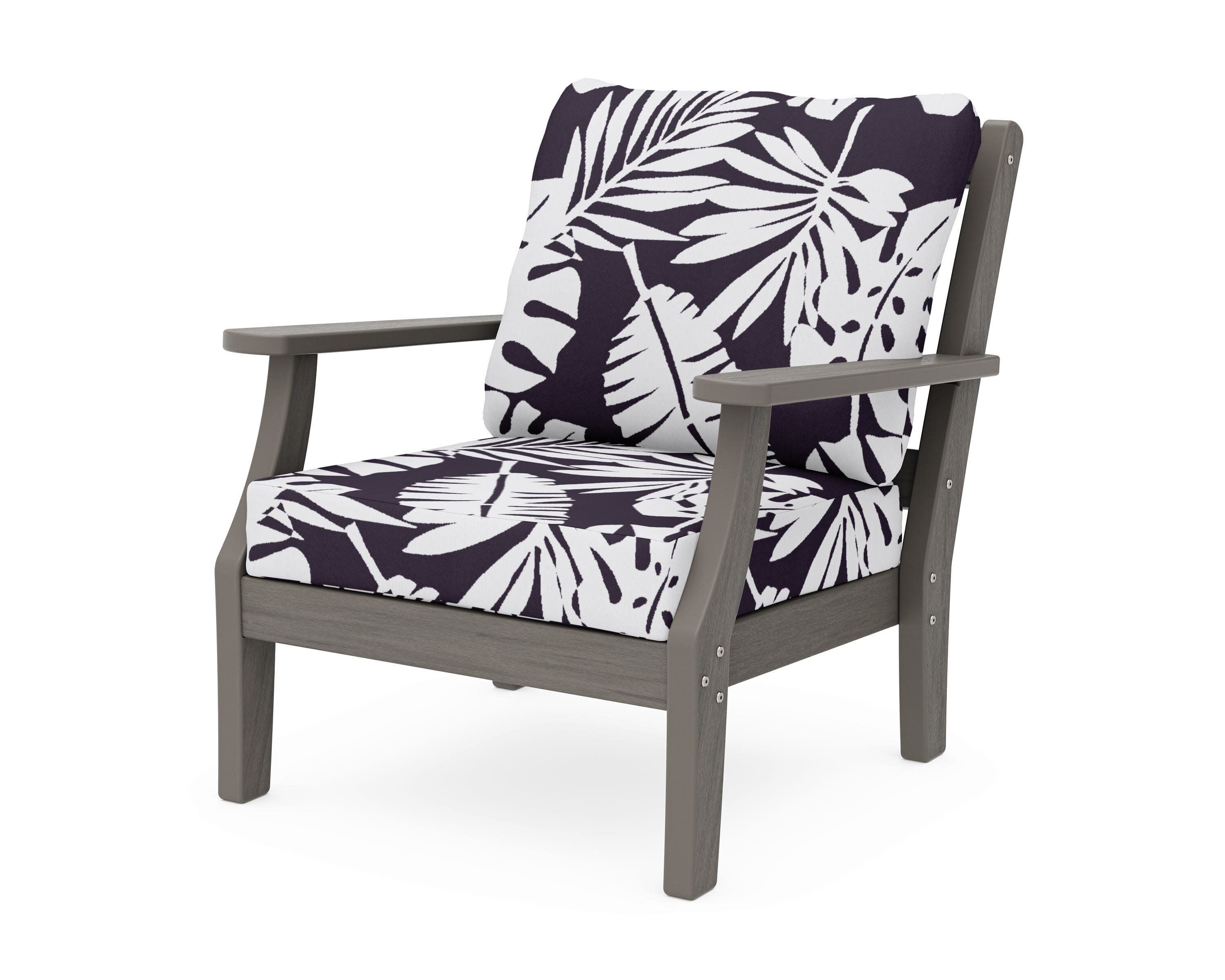 Chinoiserie Deep Seating Chair in Driftwood / Leaf Navy