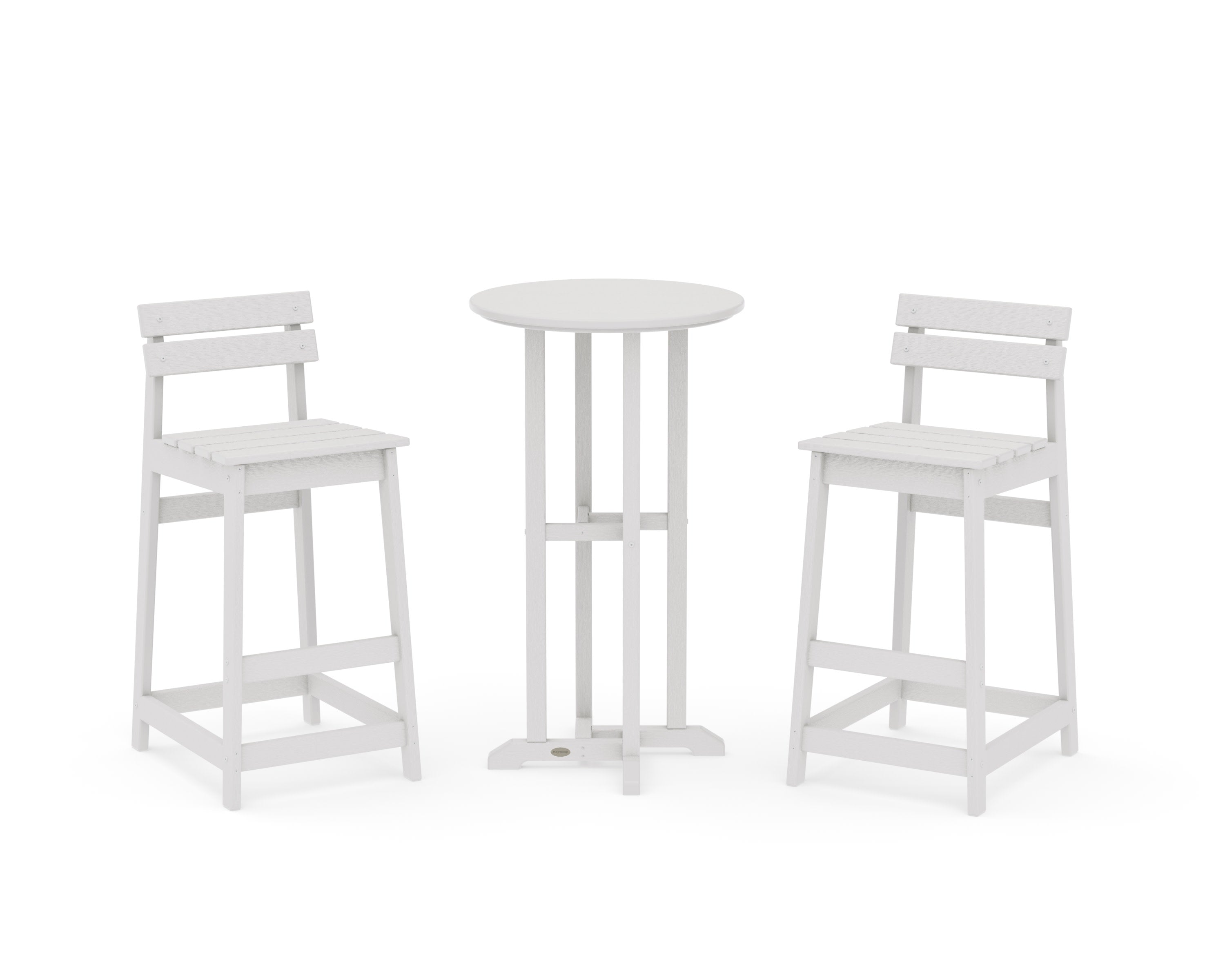 Modern Studio Plaza Lowback Bar Chair 3-Piece Bistro Set in Vintage White
