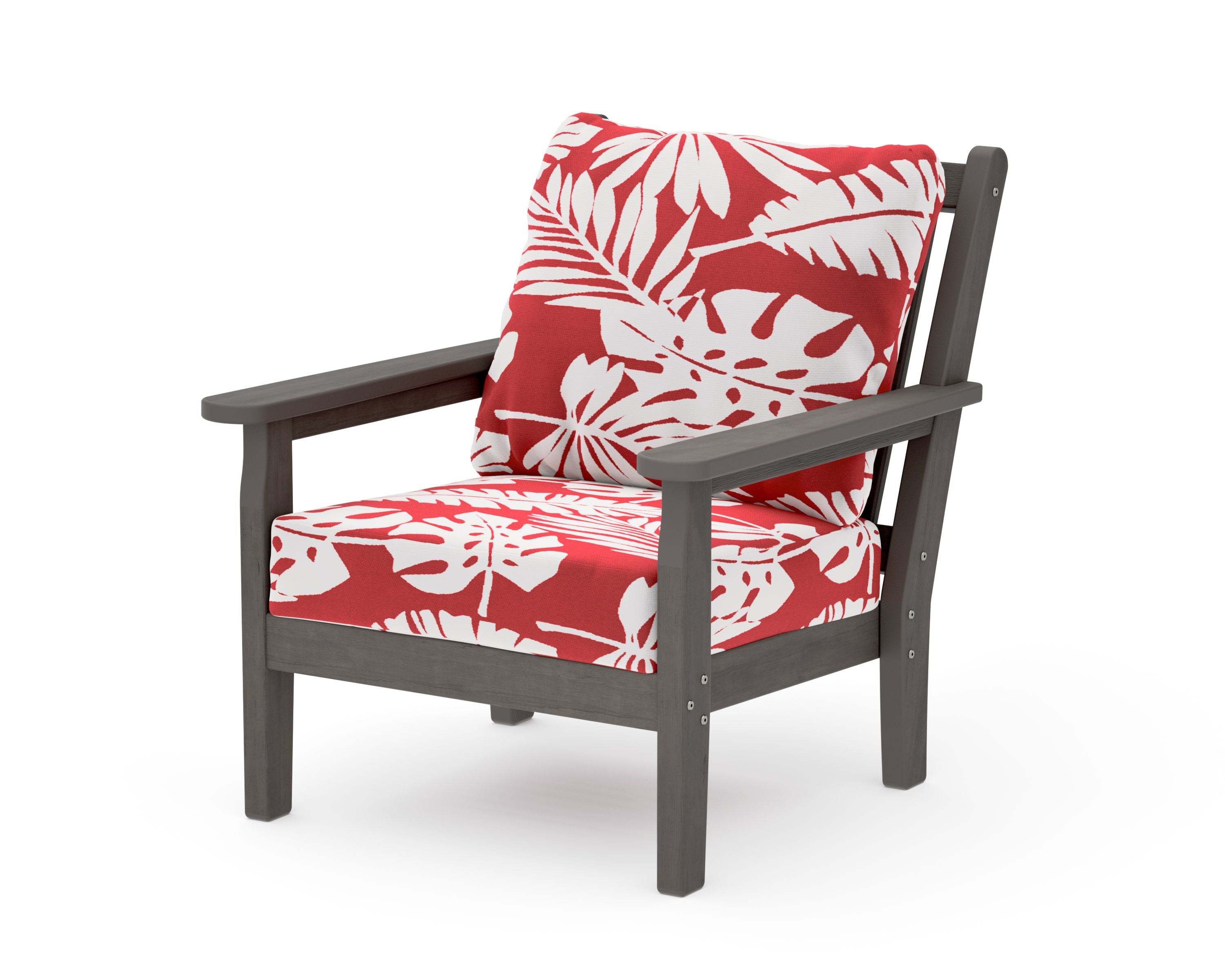 Chippendale Deep Seating Chair in Driftwood / Leaf Crimson