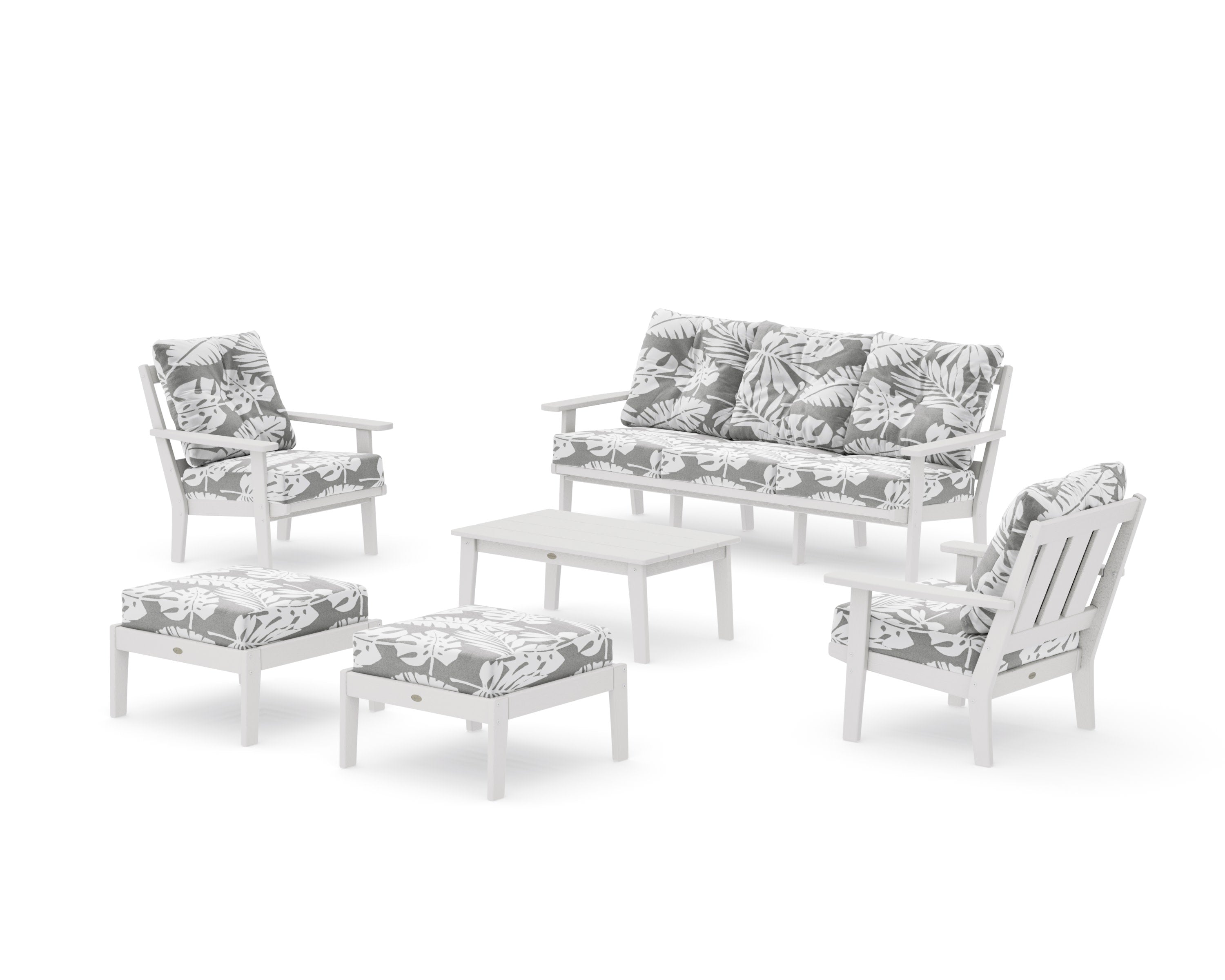 Oxford 6-Piece Lounge Sofa Set in Vintage White / Leaf Grey Mist