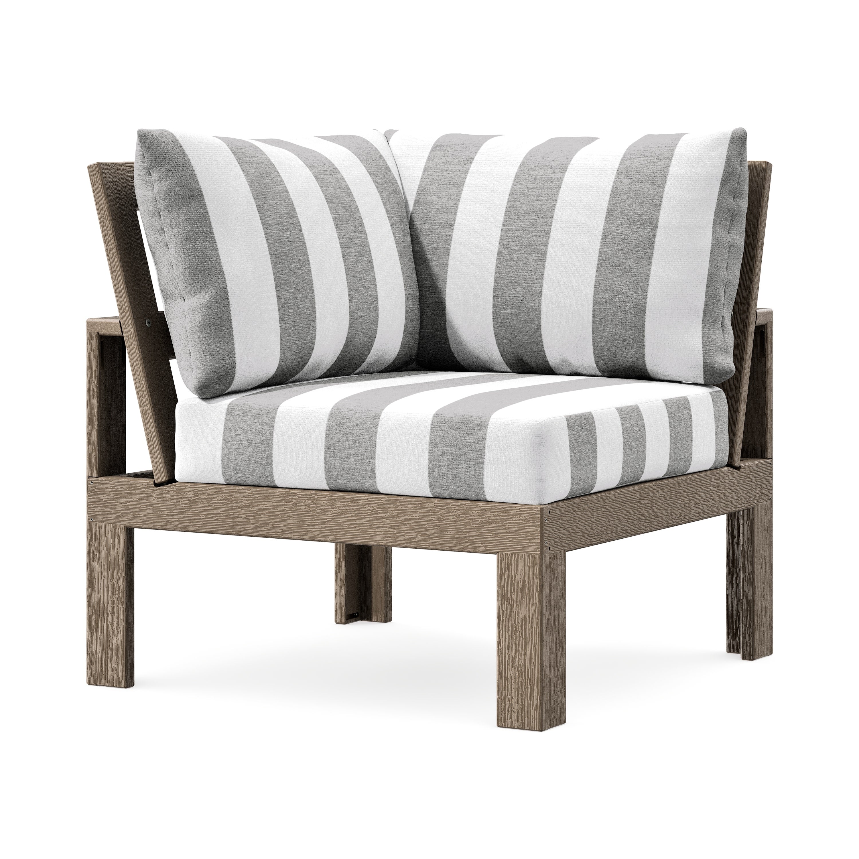 Modular Corner Chair in Vintage Sahara / Cabana Stripe Grey Mist