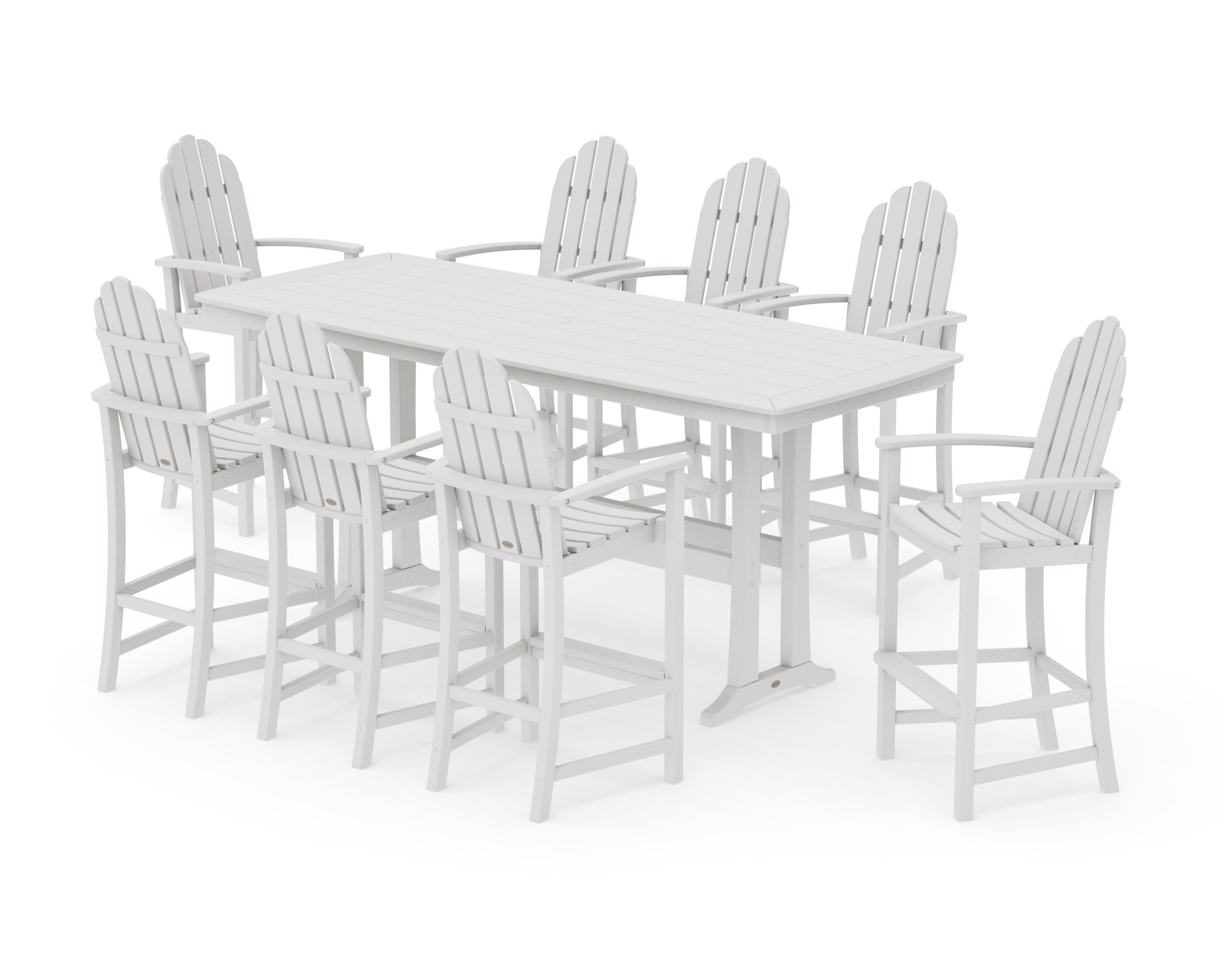 Classic Adirondack 9-Piece Bar Set with Trestle Legs in Vintage White