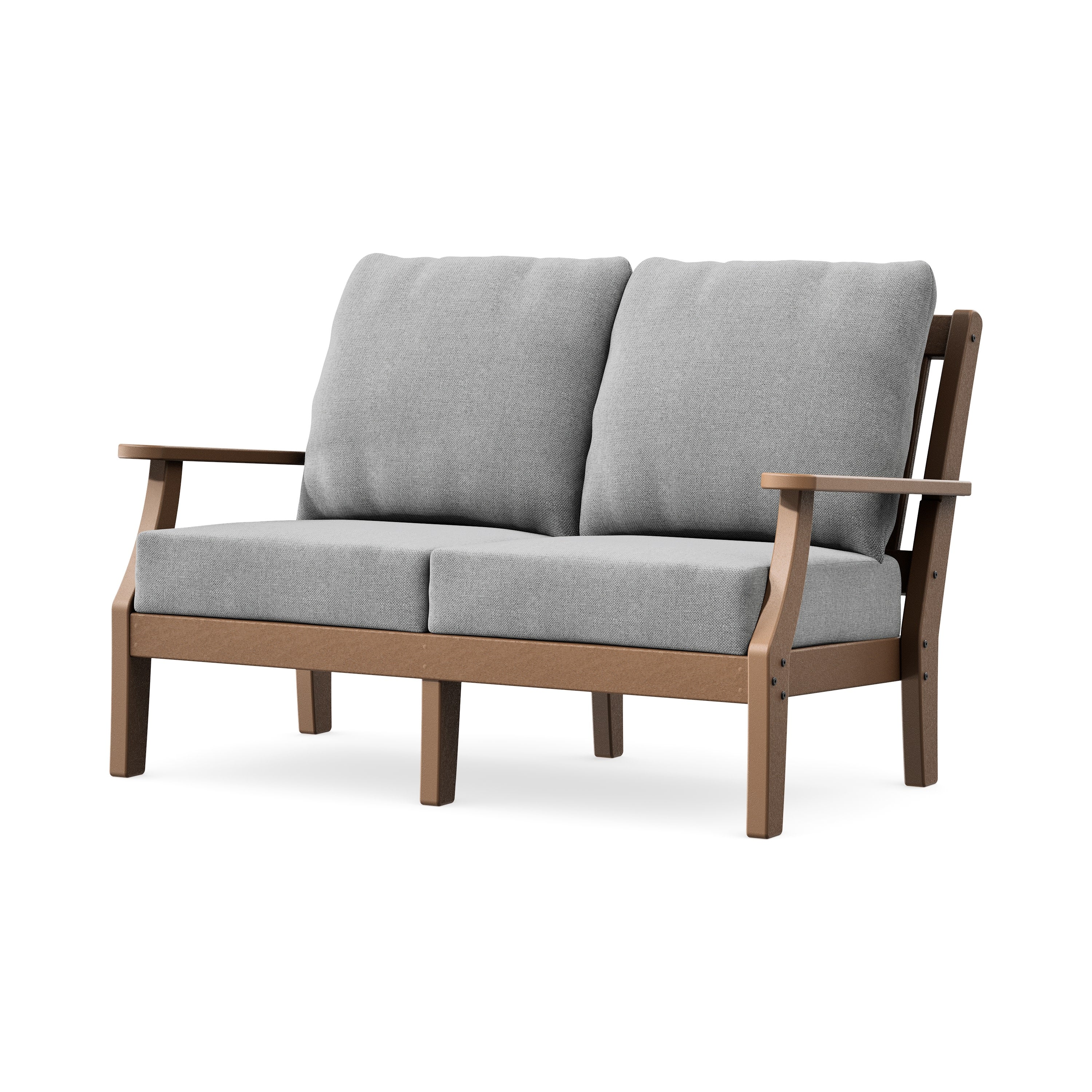 Chinoiserie Deep Seating Loveseat in Teak / Grey Mist