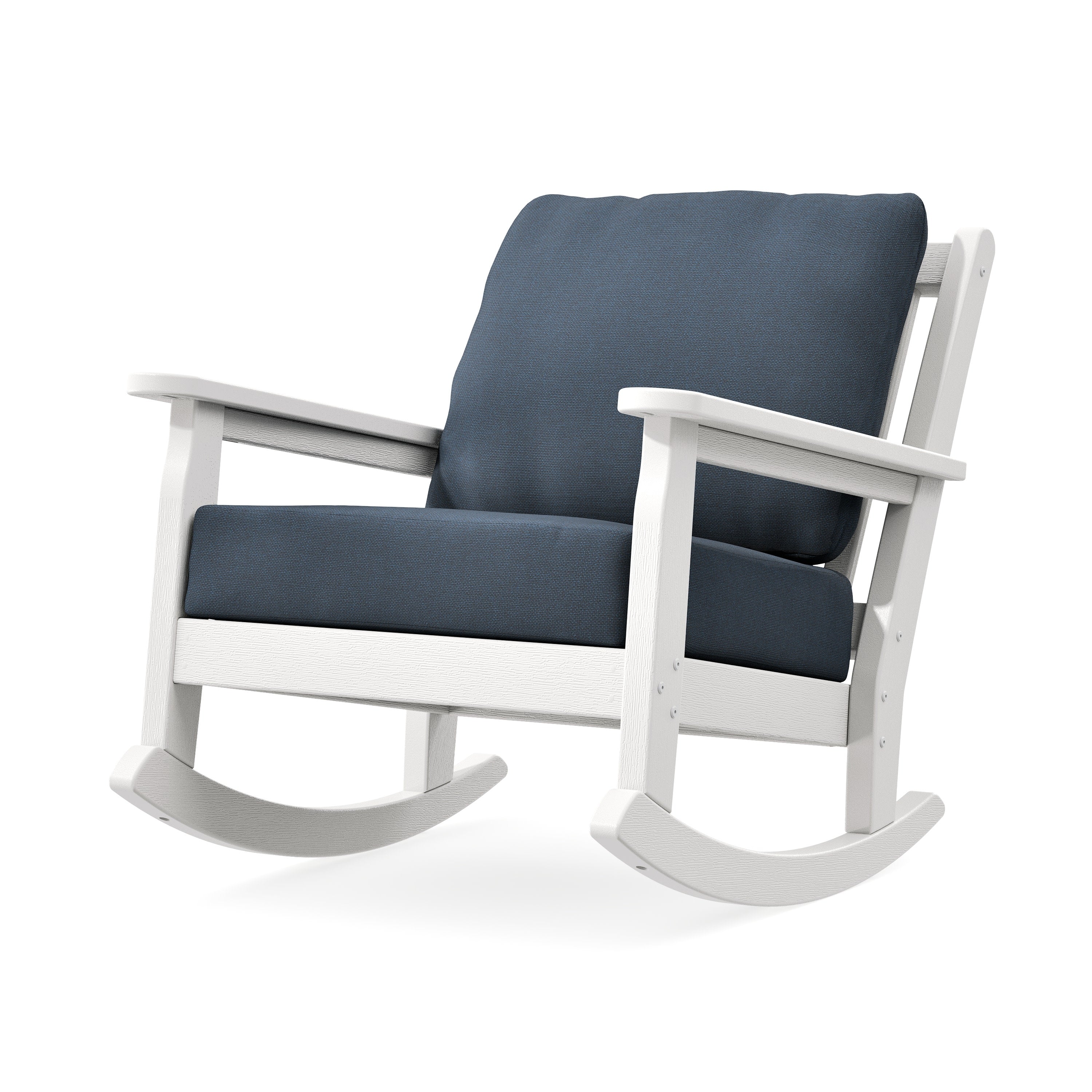 Chippendale Deep Seating Rocking Chair in Vintage White / Marine Indigo