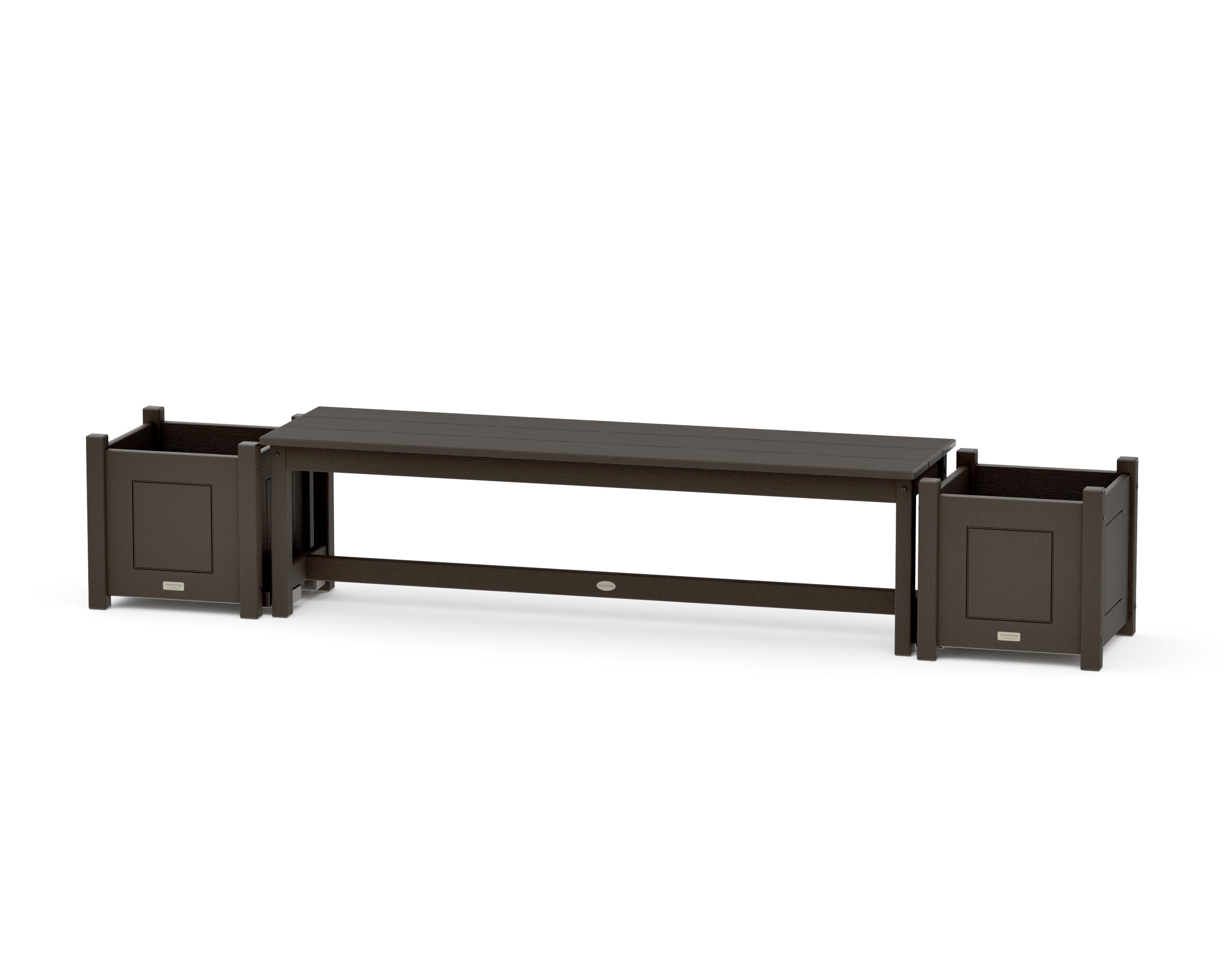60" Country Living Straight Planter Bench Set in Vintage Coffee