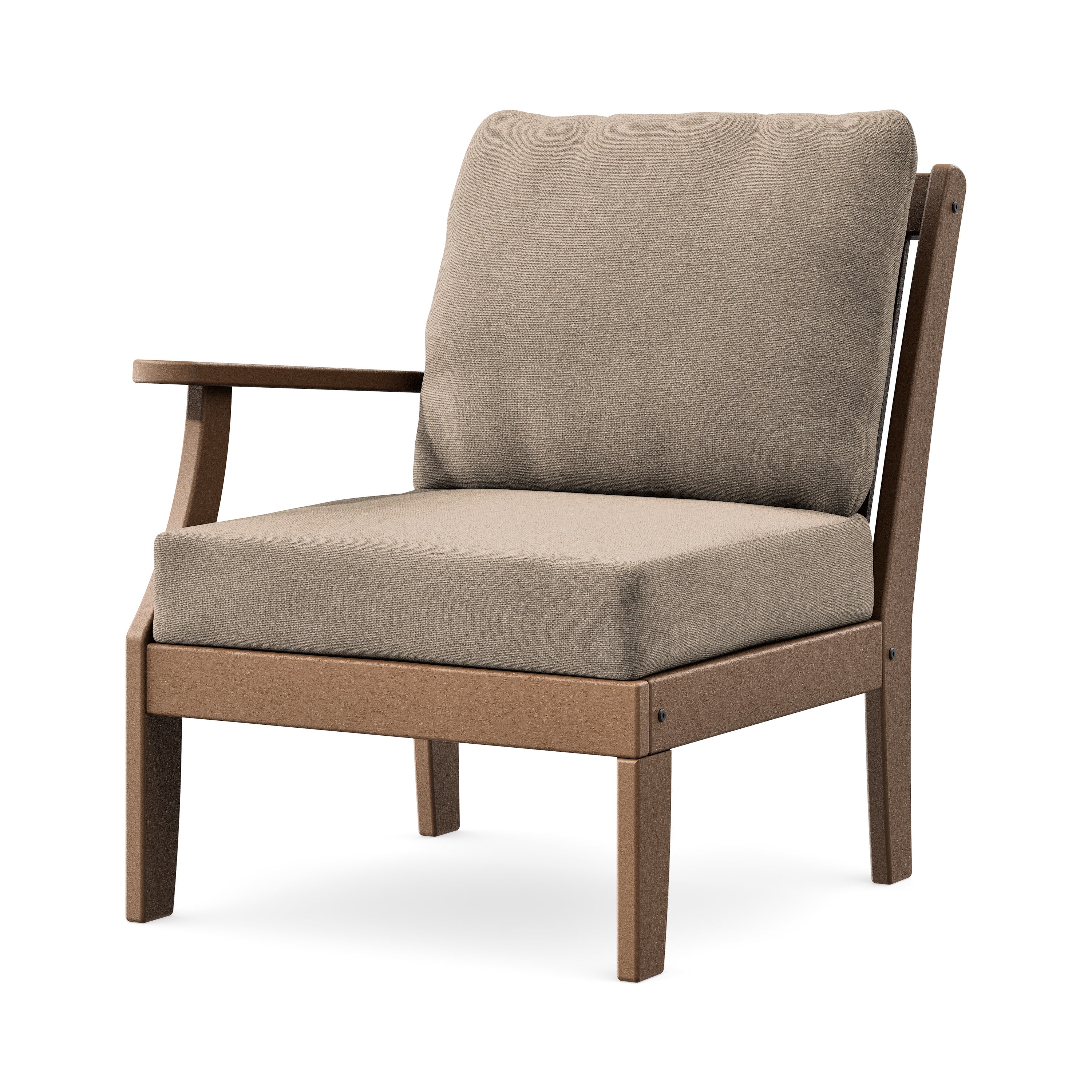Braxton Modular Left Arm Chair in Teak / Spiced Burlap