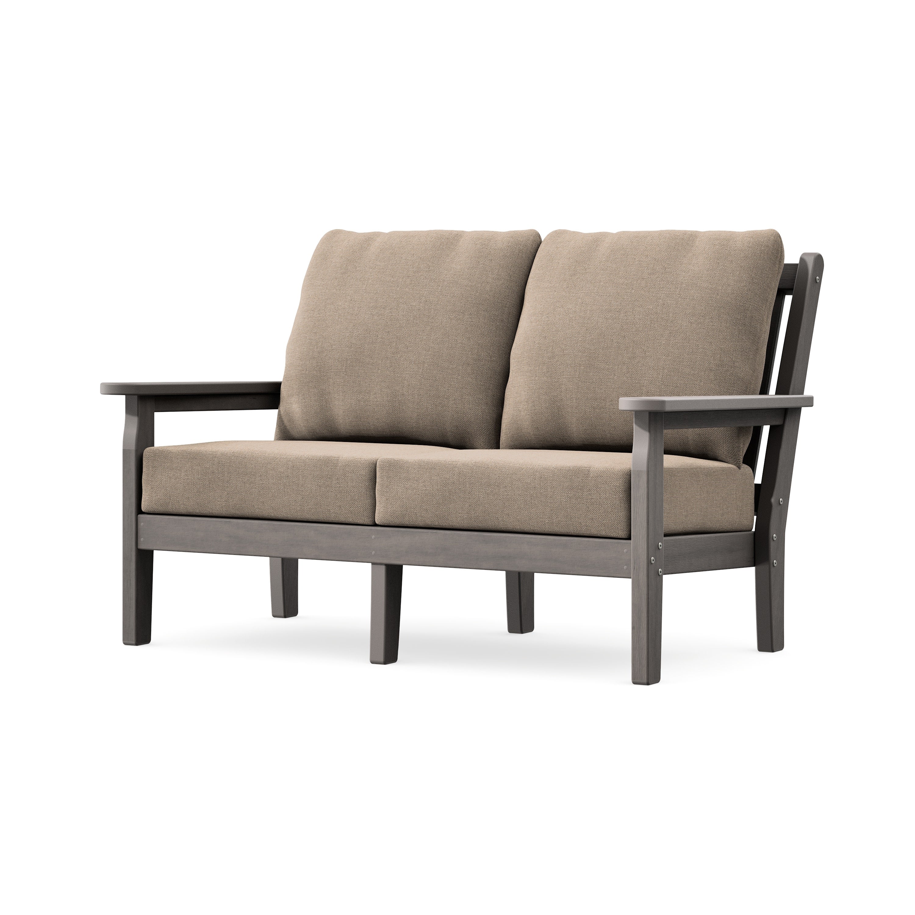 Chippendale Deep Seating Loveseat in Driftwood / Spiced Burlap