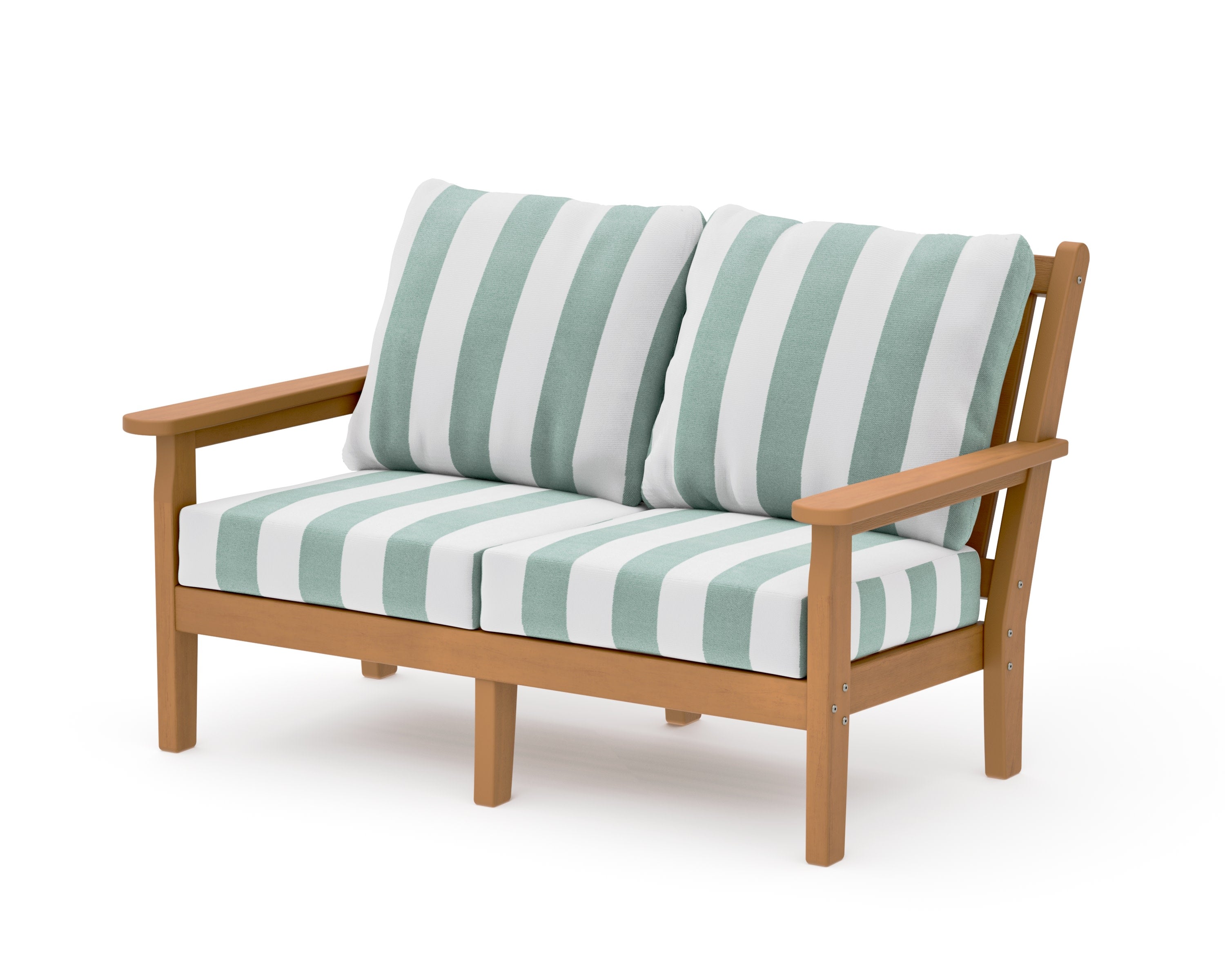 Chippendale Deep Seating Loveseat in Natural / Cabana Stripe Glacier Spa