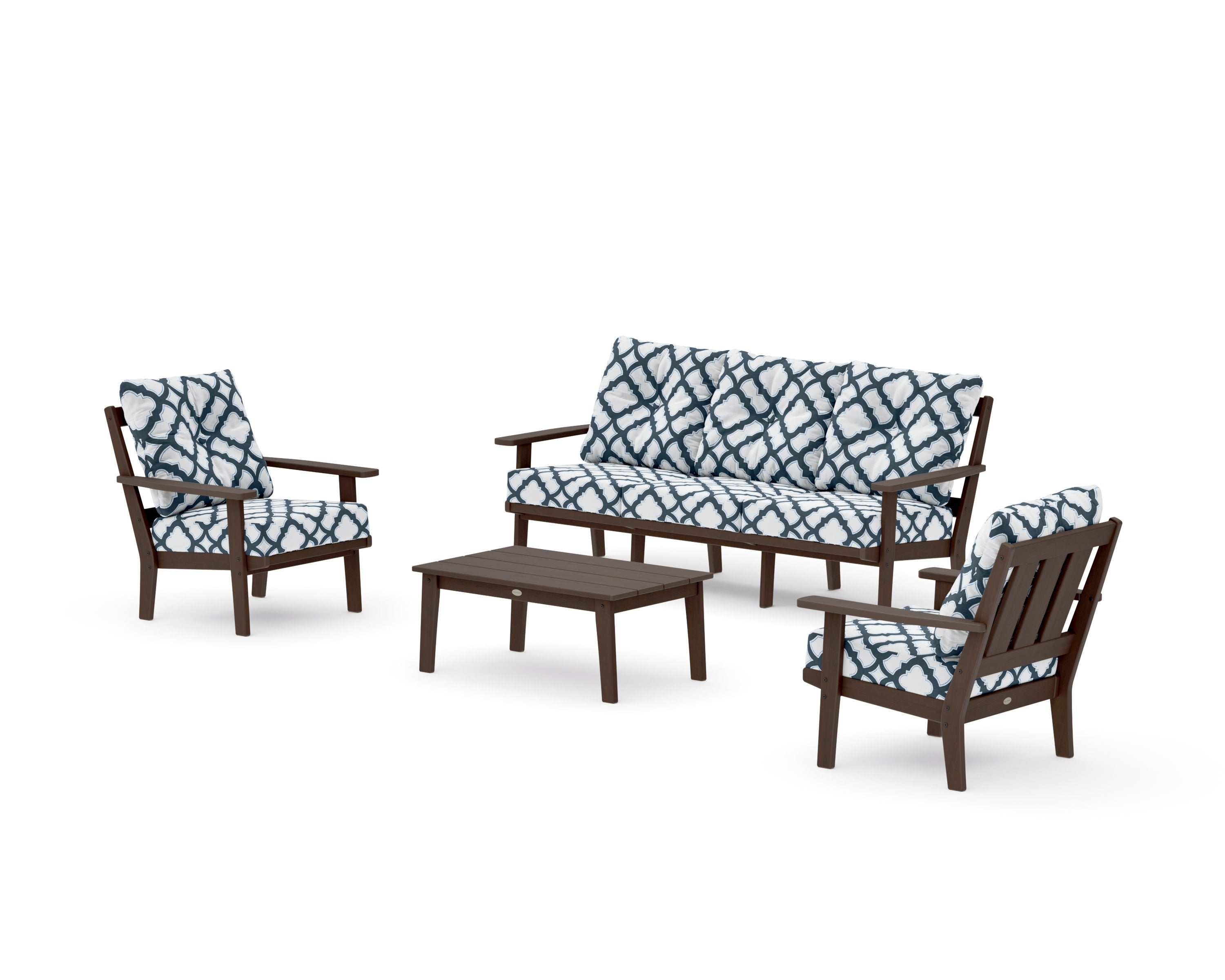 Oxford 4-Piece Deep Seating Set with Sofa in Kona / Trellis Marine Indigo