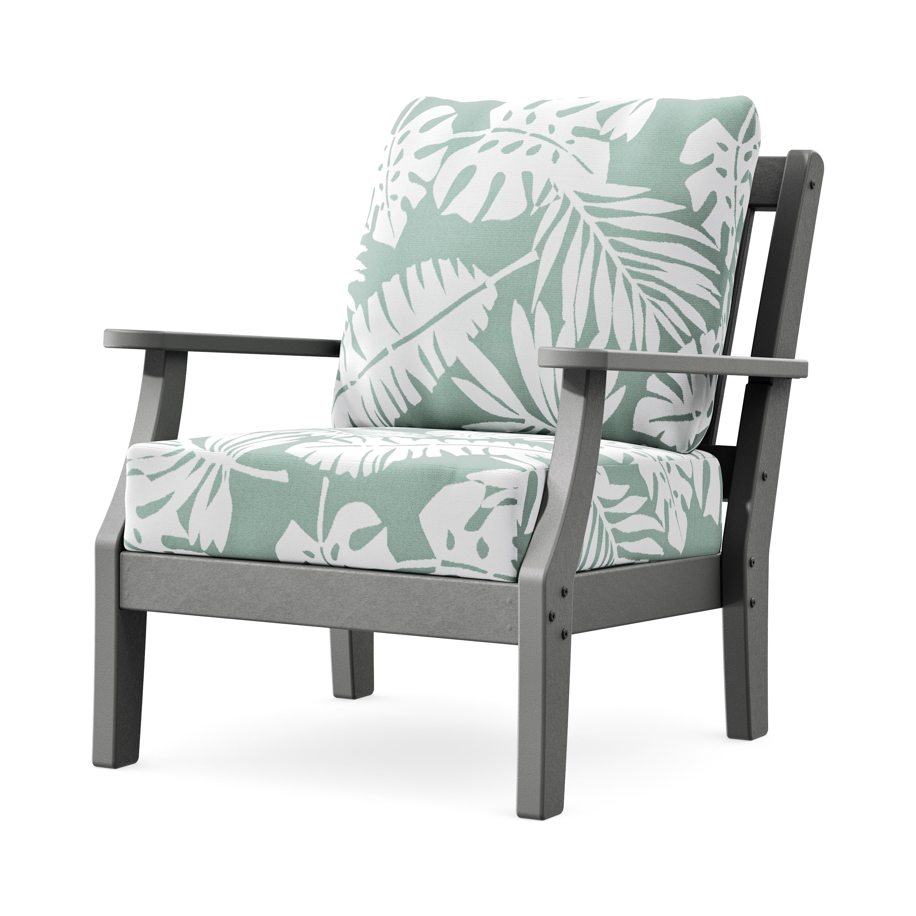 Chinoiserie Deep Seating Chair in Slate Grey / Leaf Glacier Spa