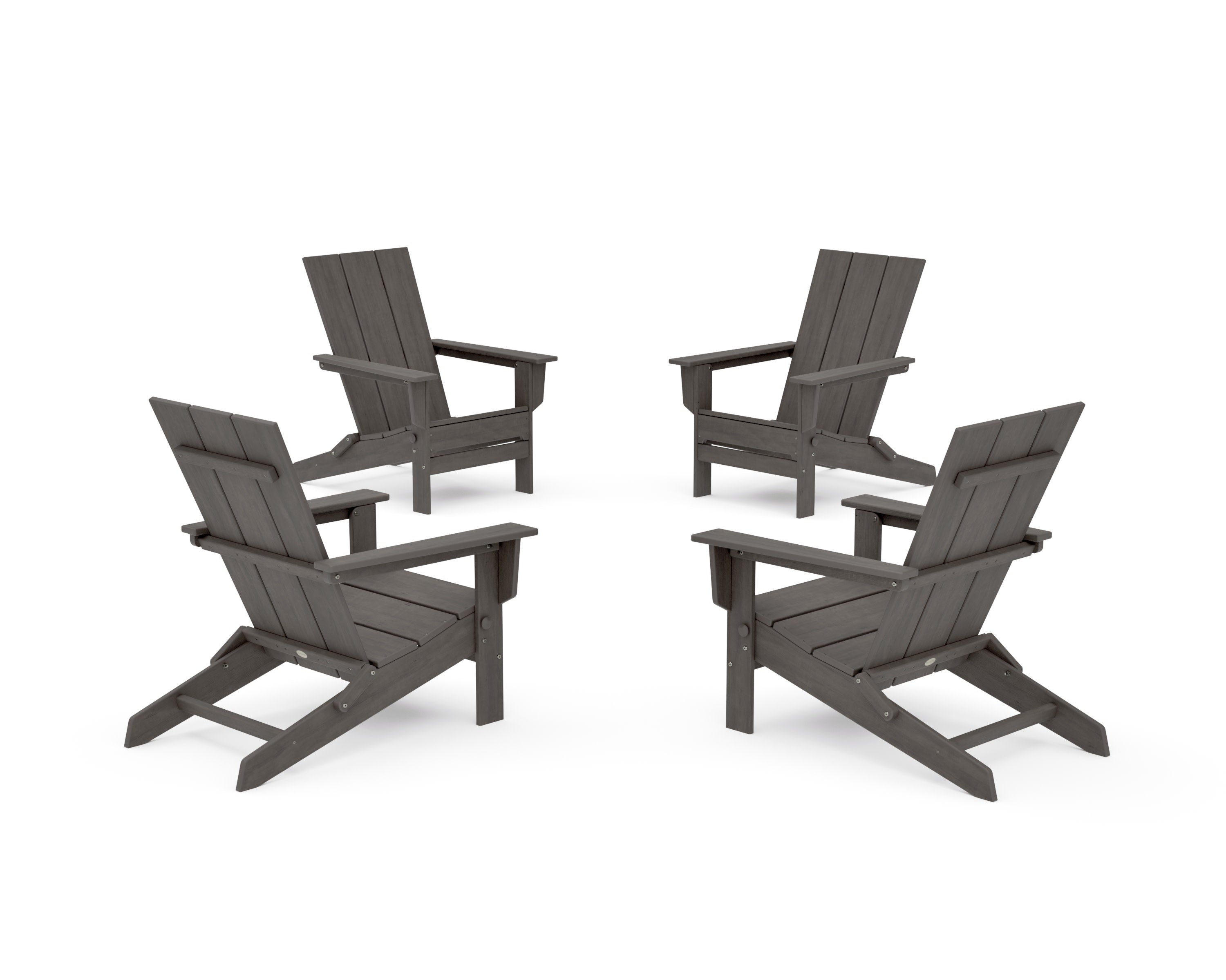 4-Piece Modern Studio Folding Adirondack Chair Conversation Set in Driftwood