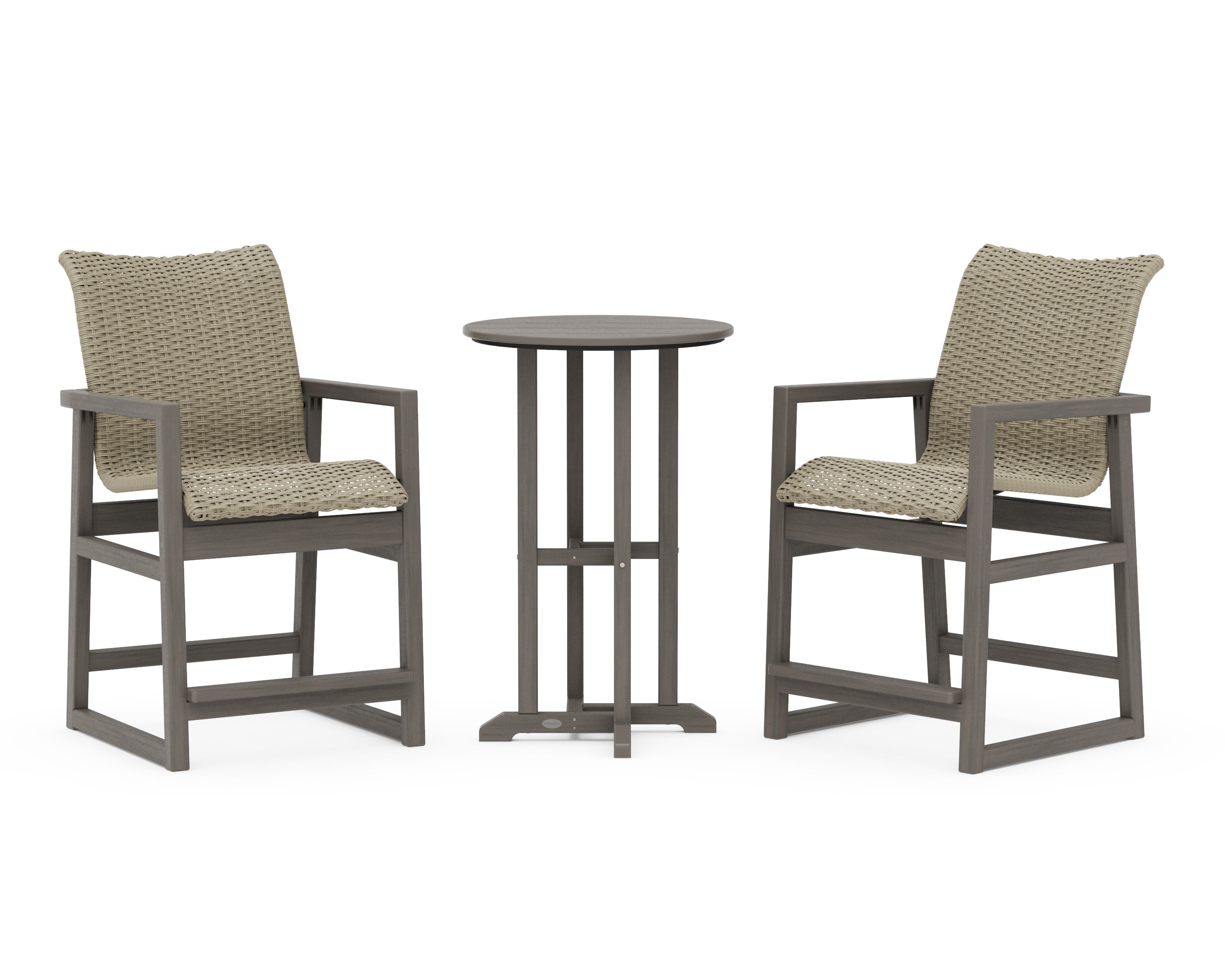EDGE Woven 3-Piece Farmhouse Counter Set in Driftwood / Dune Grass