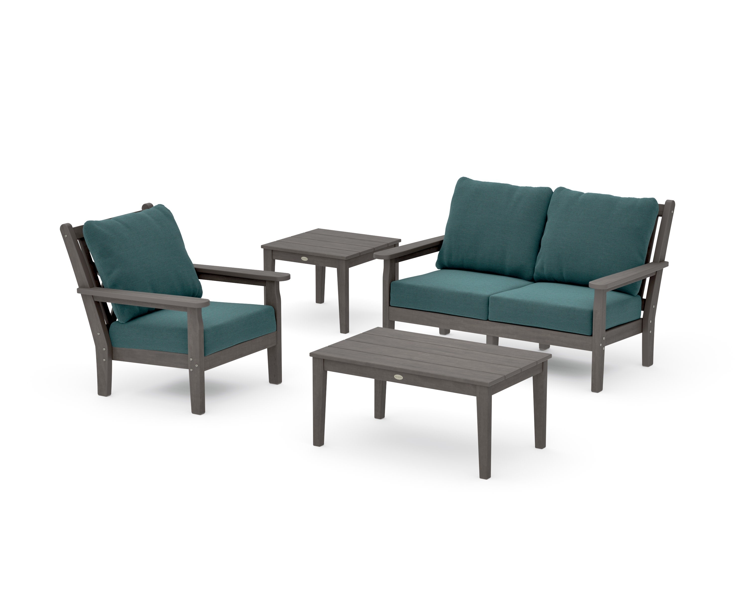 Chippendale 4-Piece Deep Seating Set in Driftwood / Ocean Teal