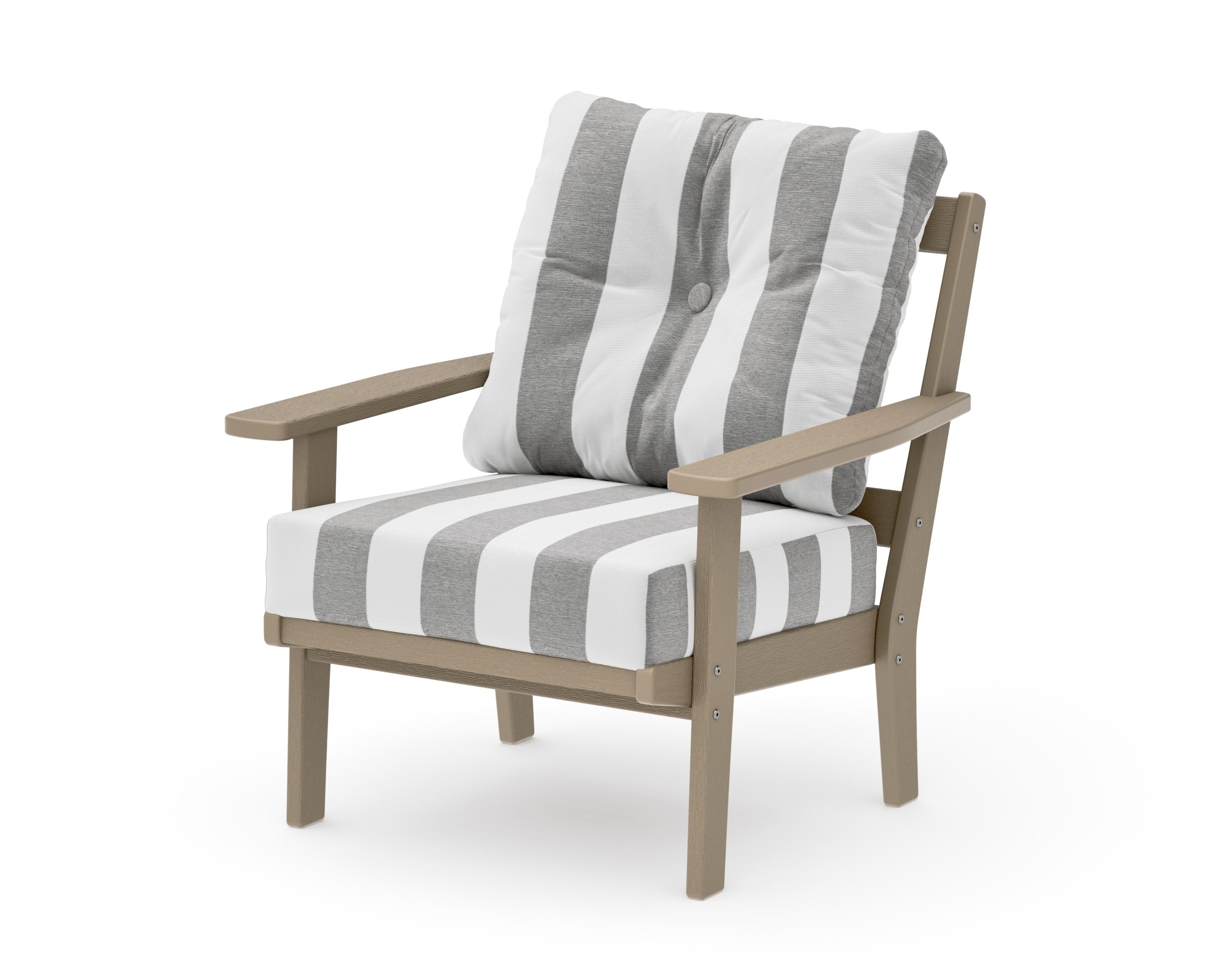Oxford Deep Seating Chair in Vintage Sahara / Cabana Stripe Grey Mist